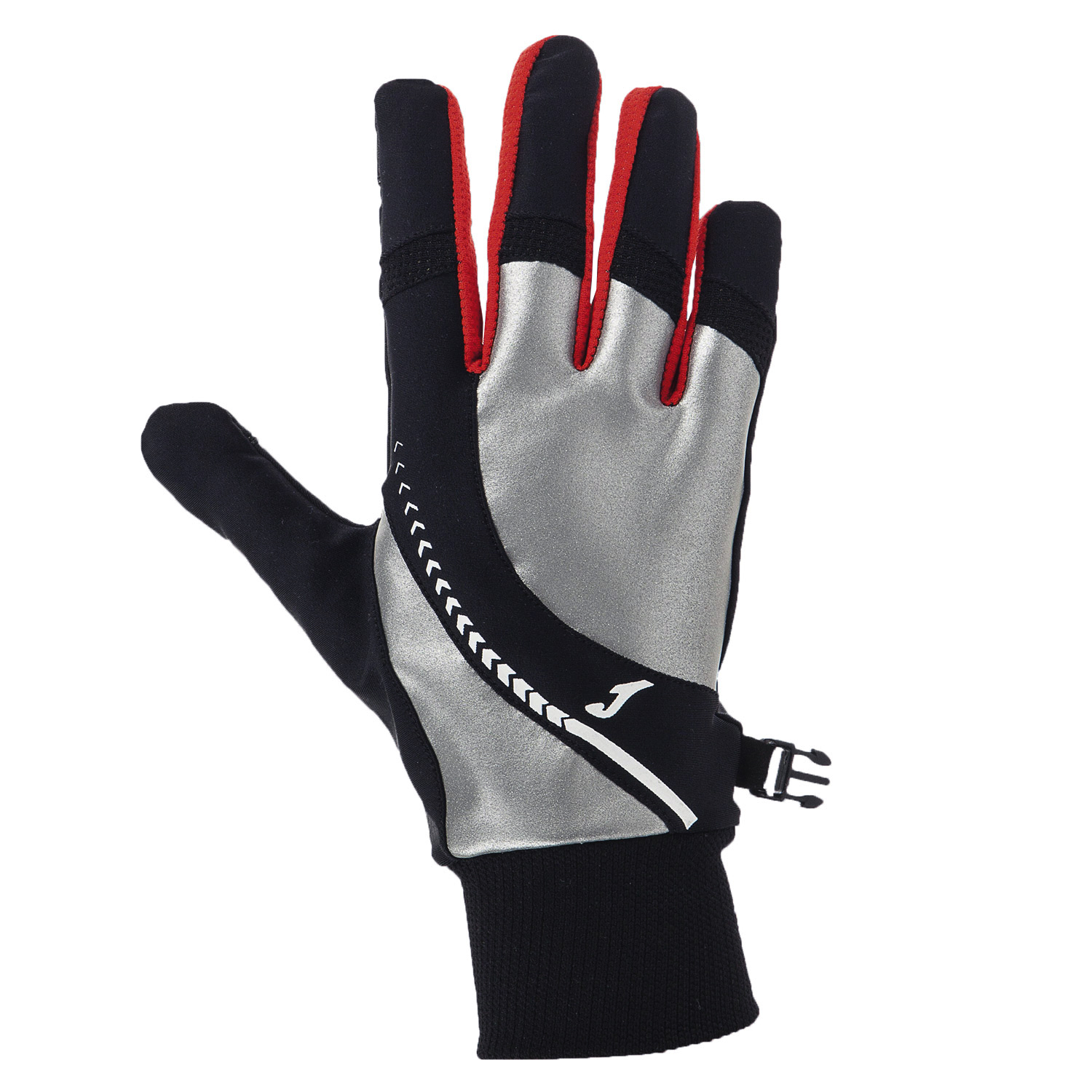 Joma Reflective Running Gloves Black/Red/Silver