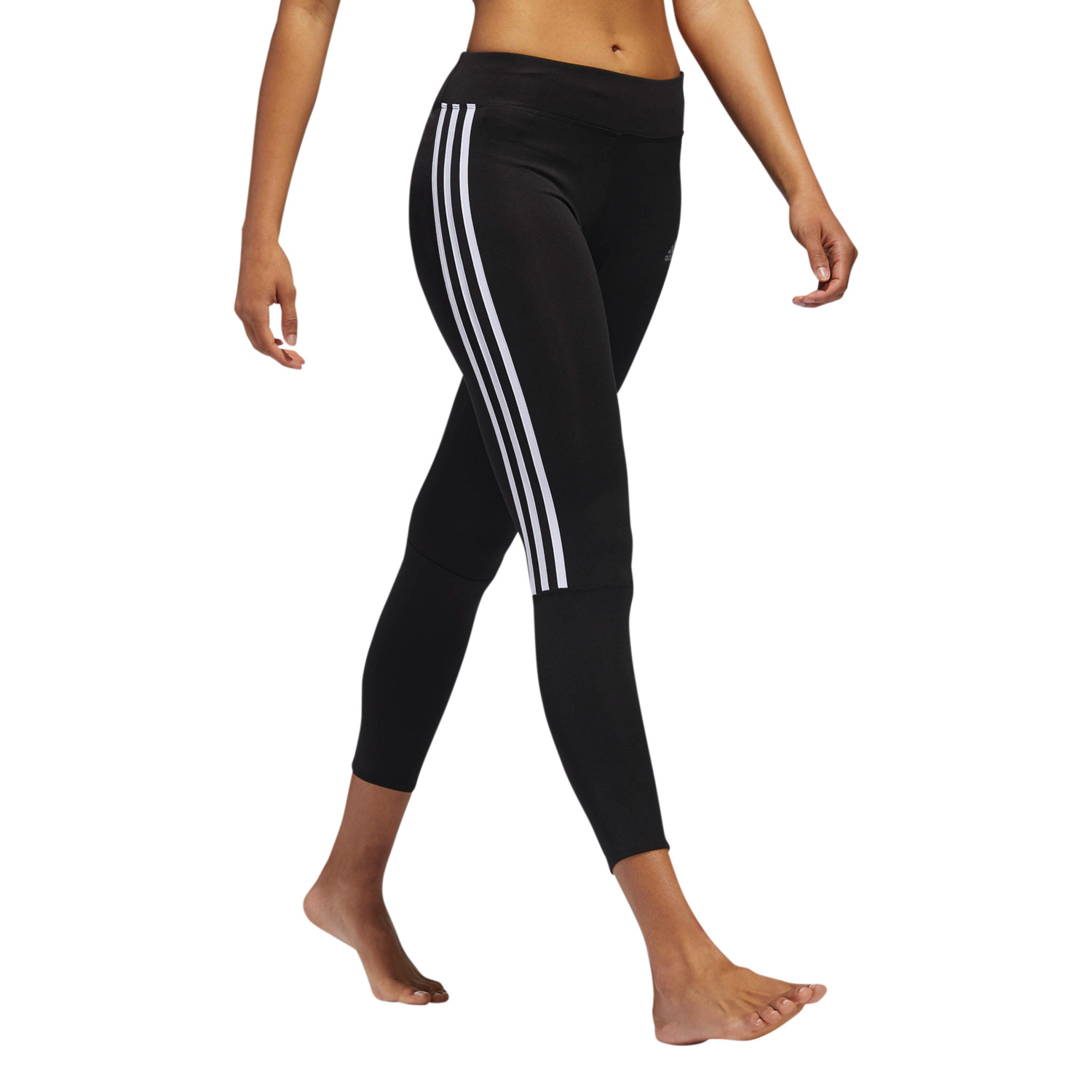 adidas Run 3 Stripes 7/8 Women's Running Tights Black/White