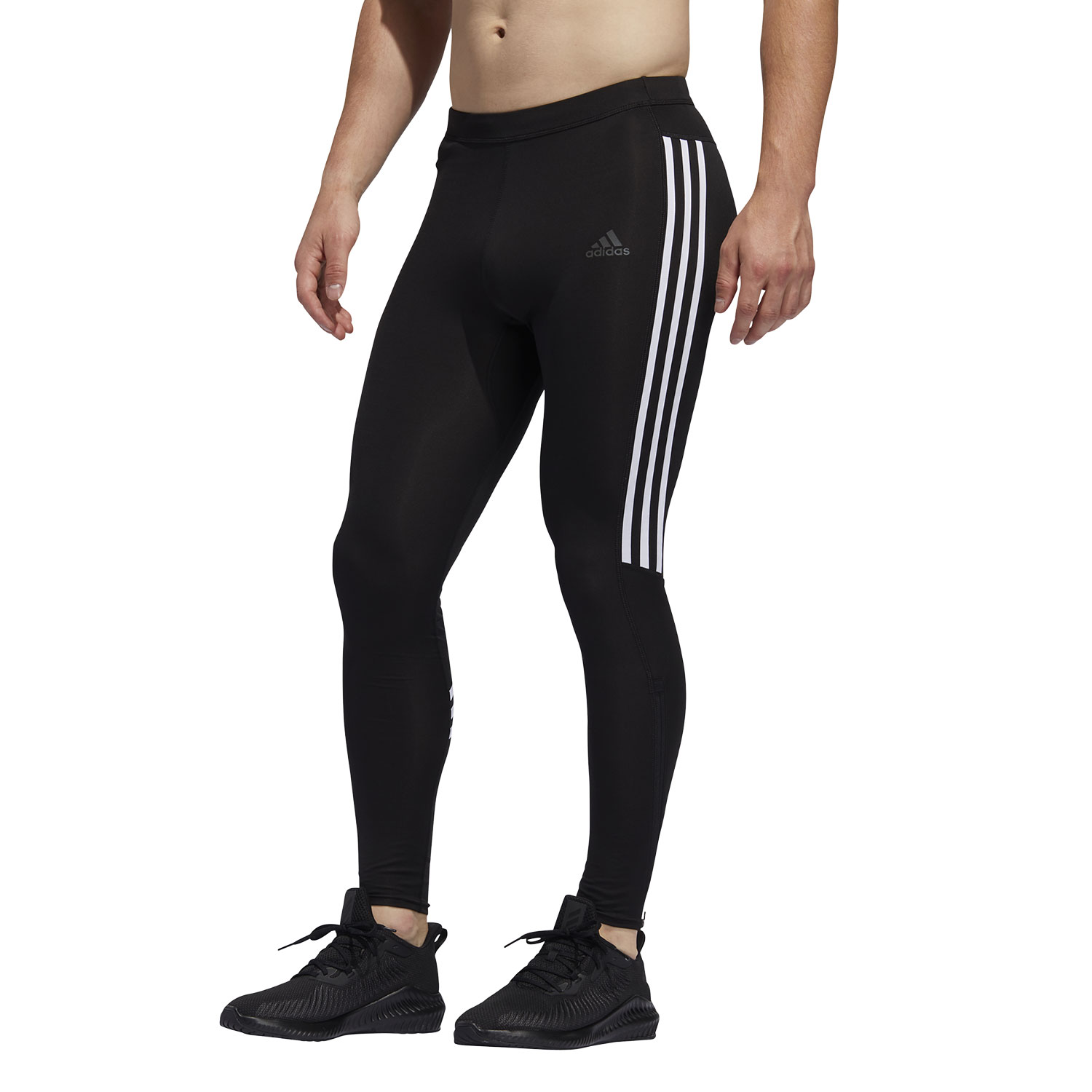 adidas Own The Run 3 Stripes Men's Running Tights - Black