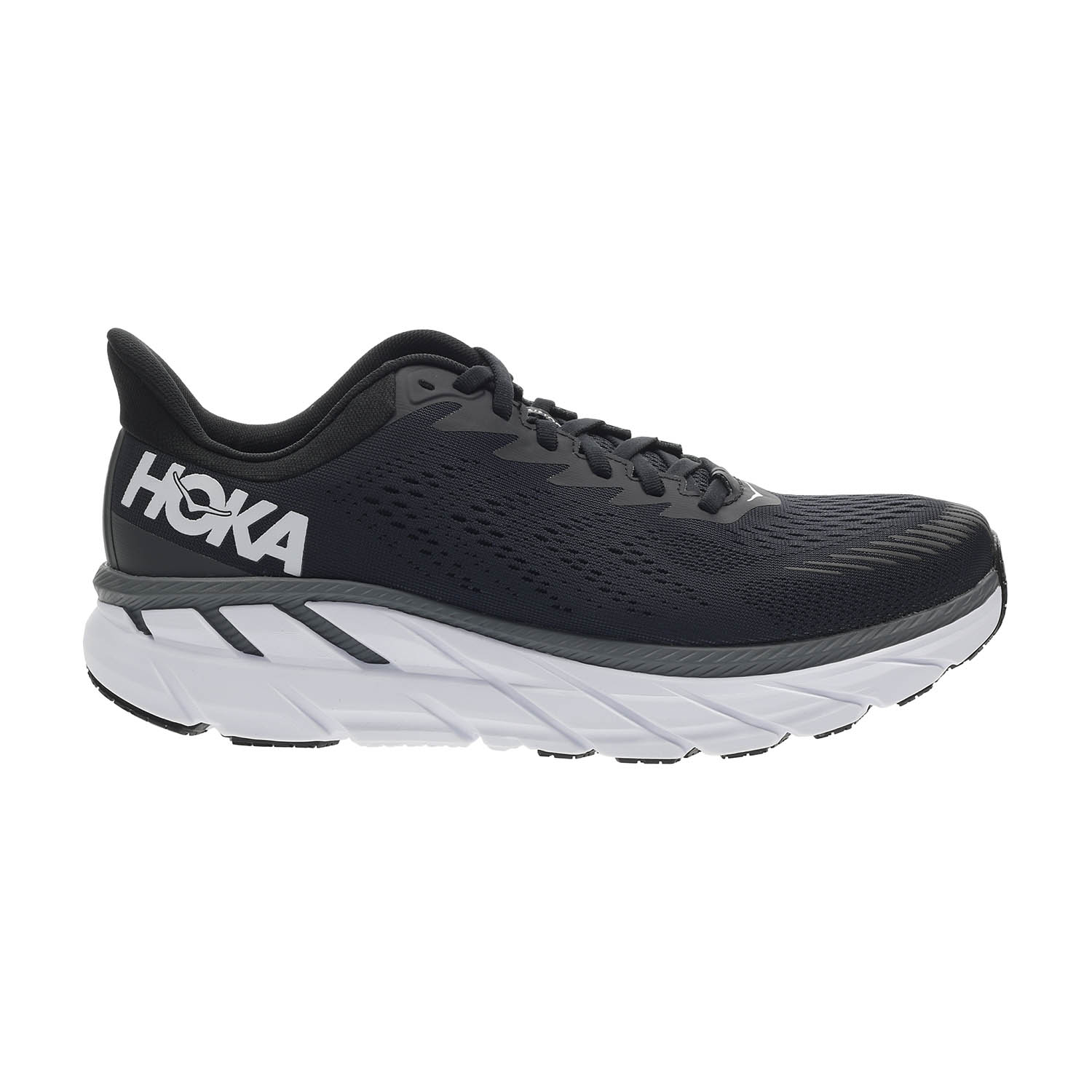 Hoka One One Clifton 7 Wide Men's Running Shoes - Black/White