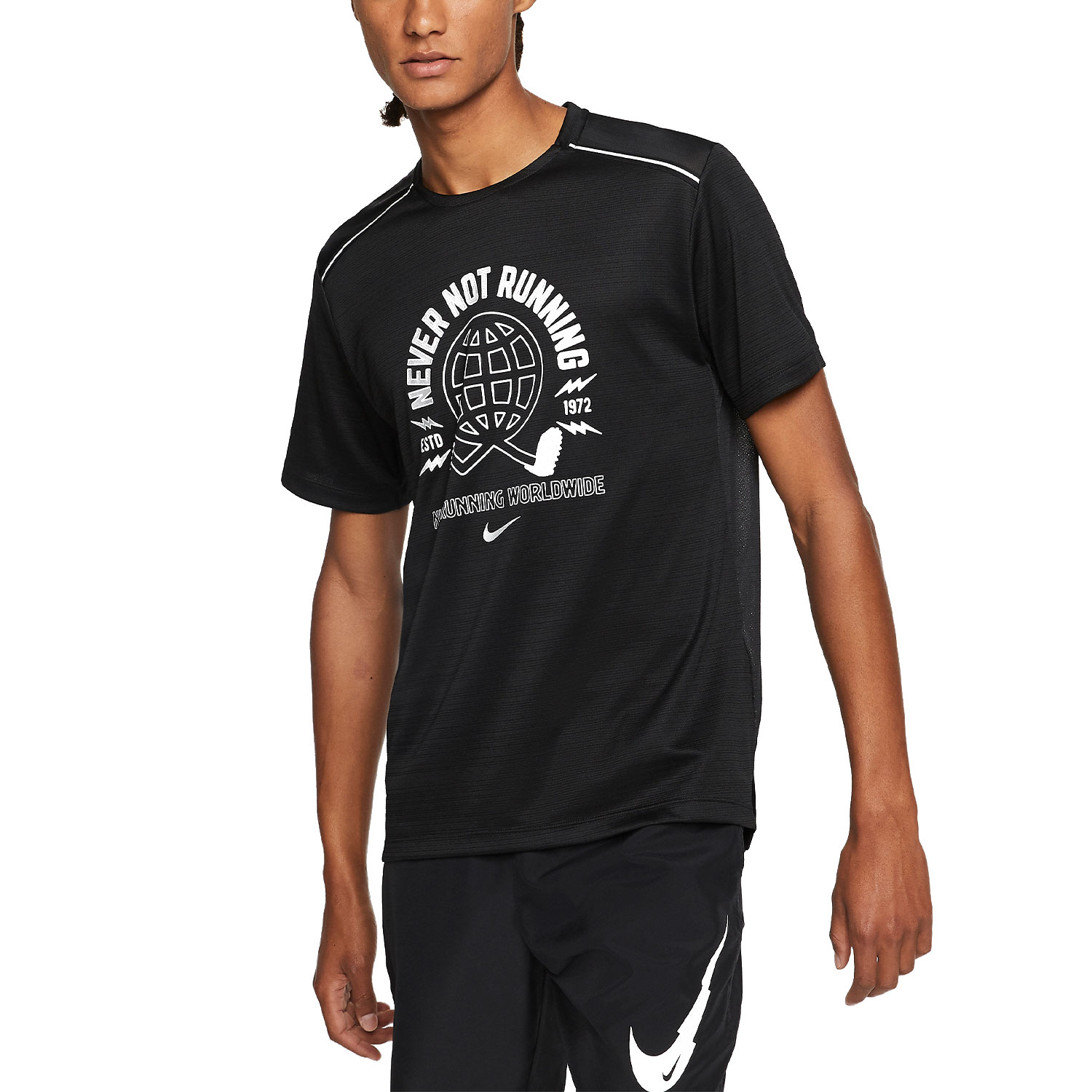 black and silver nike shirt