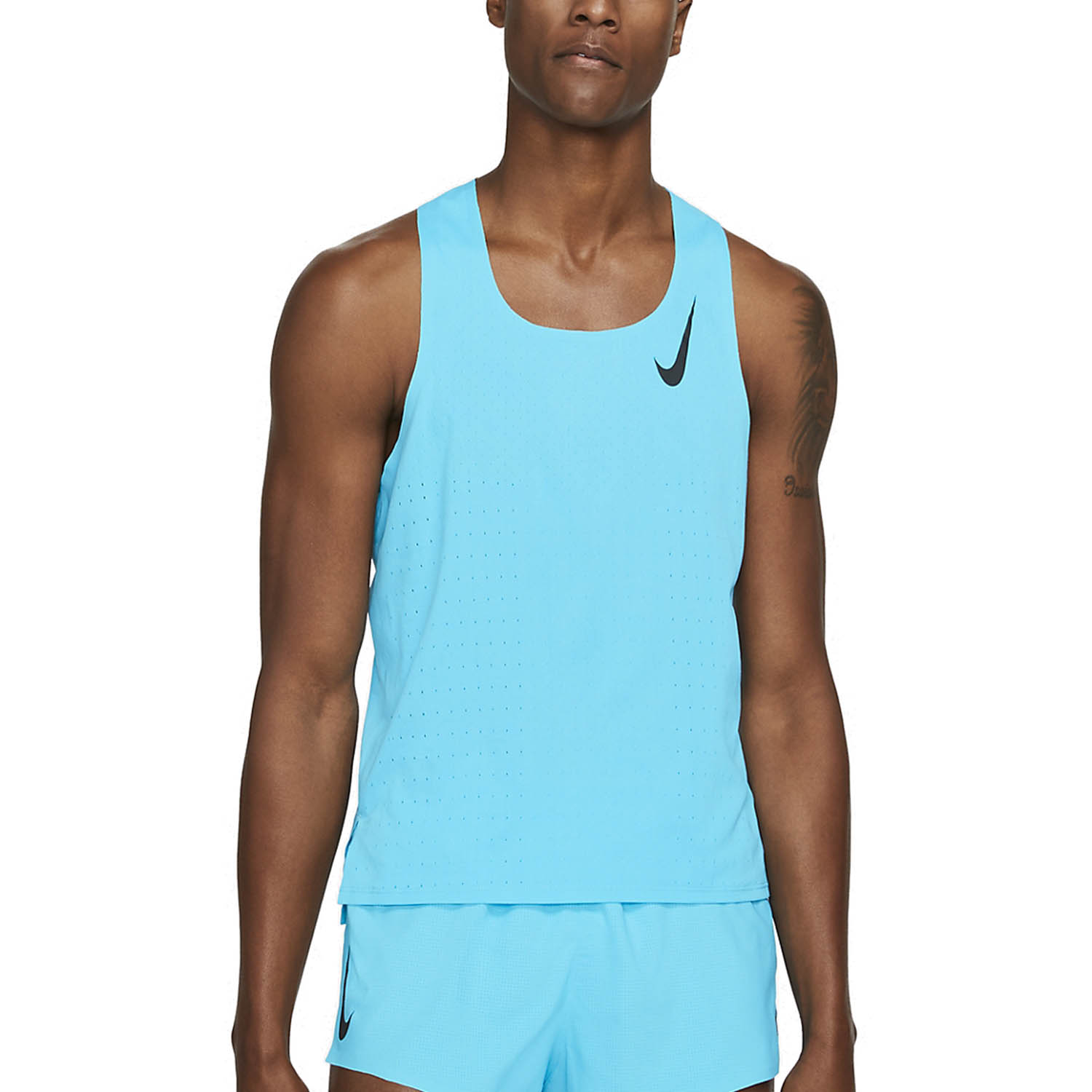 Nike Aeroswift Men's Running Tank - Cholorine Blue/Black