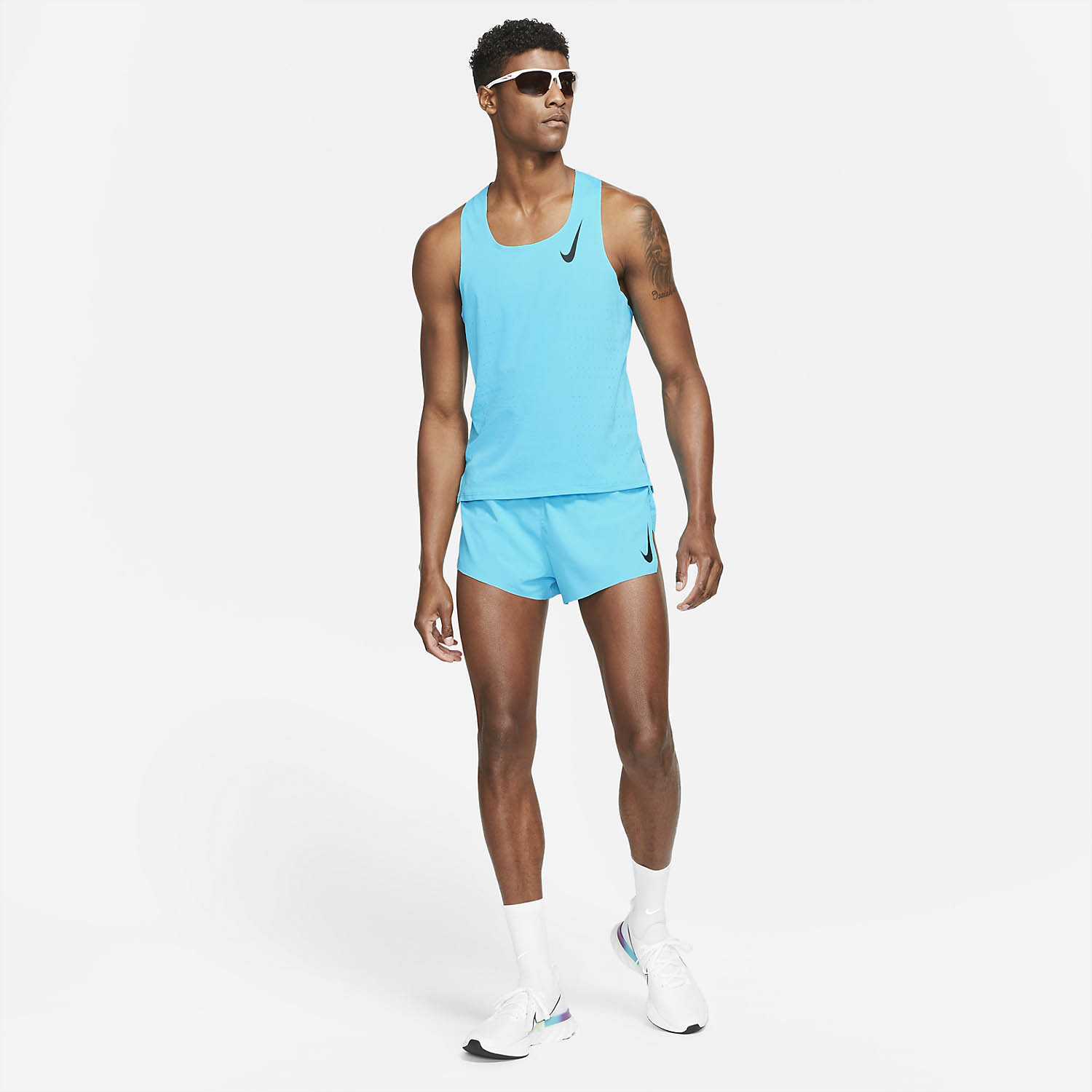 Nike Aeroswift Men's Running Tank - Cholorine Blue/Black