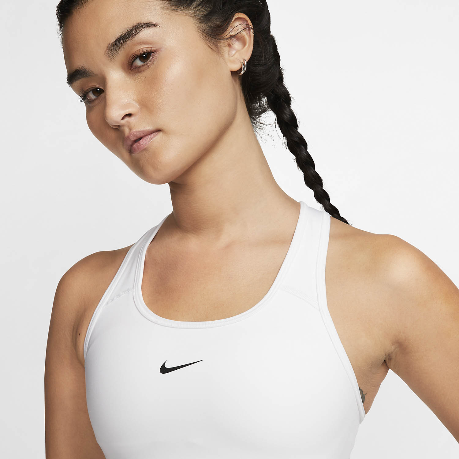 Nike Swoosh Sports Bra - White/Black