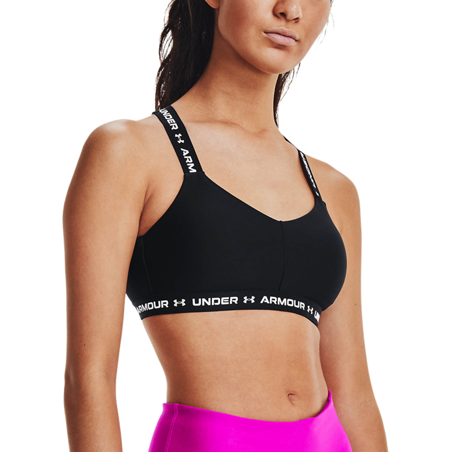 Under Armour Crossback Low Sports Bra - Black/White