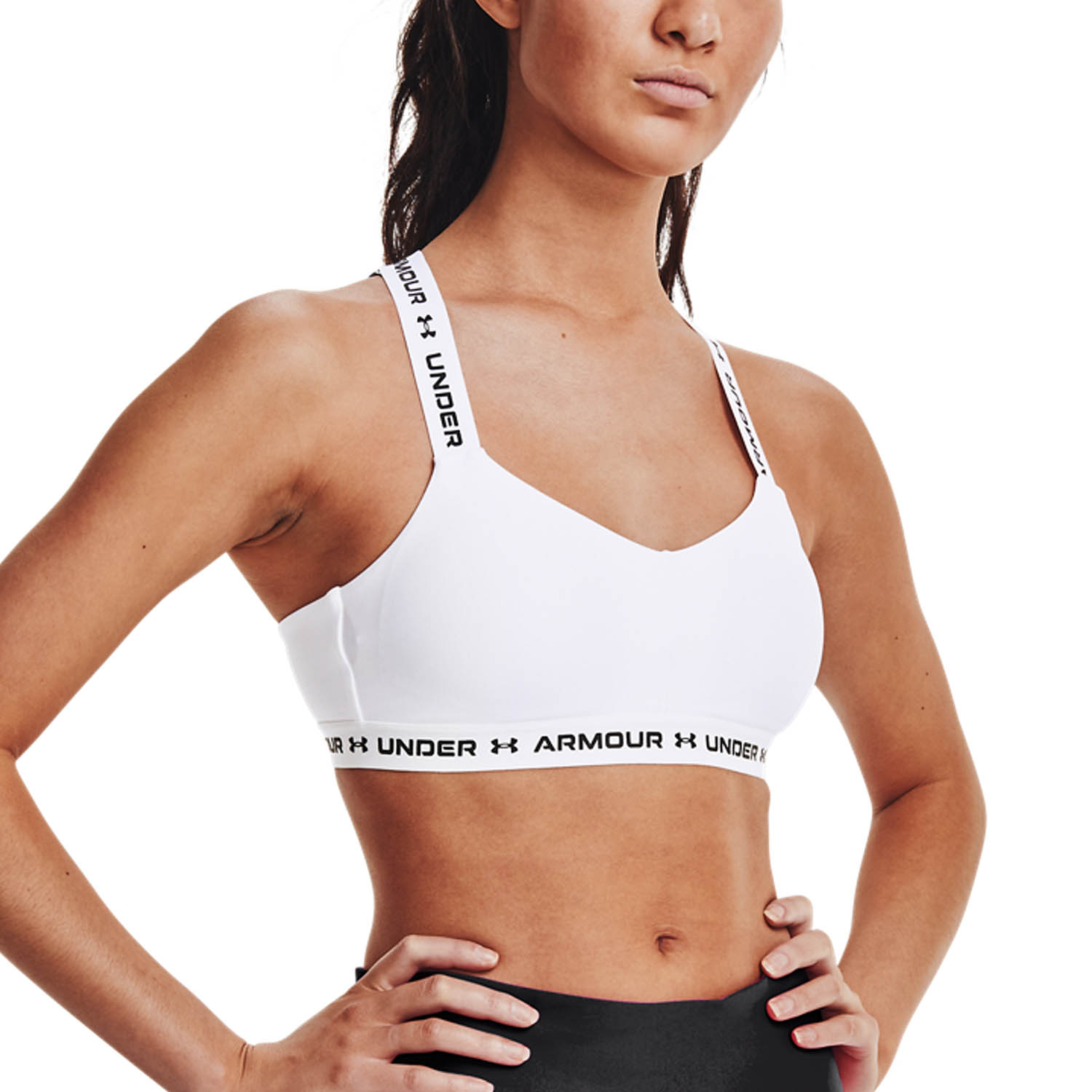 Under Armour Crossback Low Women's Sports Bra - White/Black