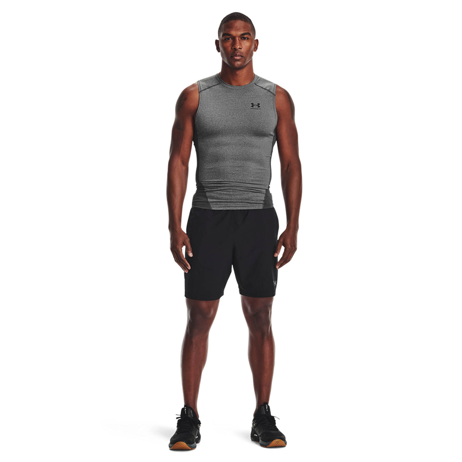 Under Armour HeatGear Compression Top - Carbon Heather/Black