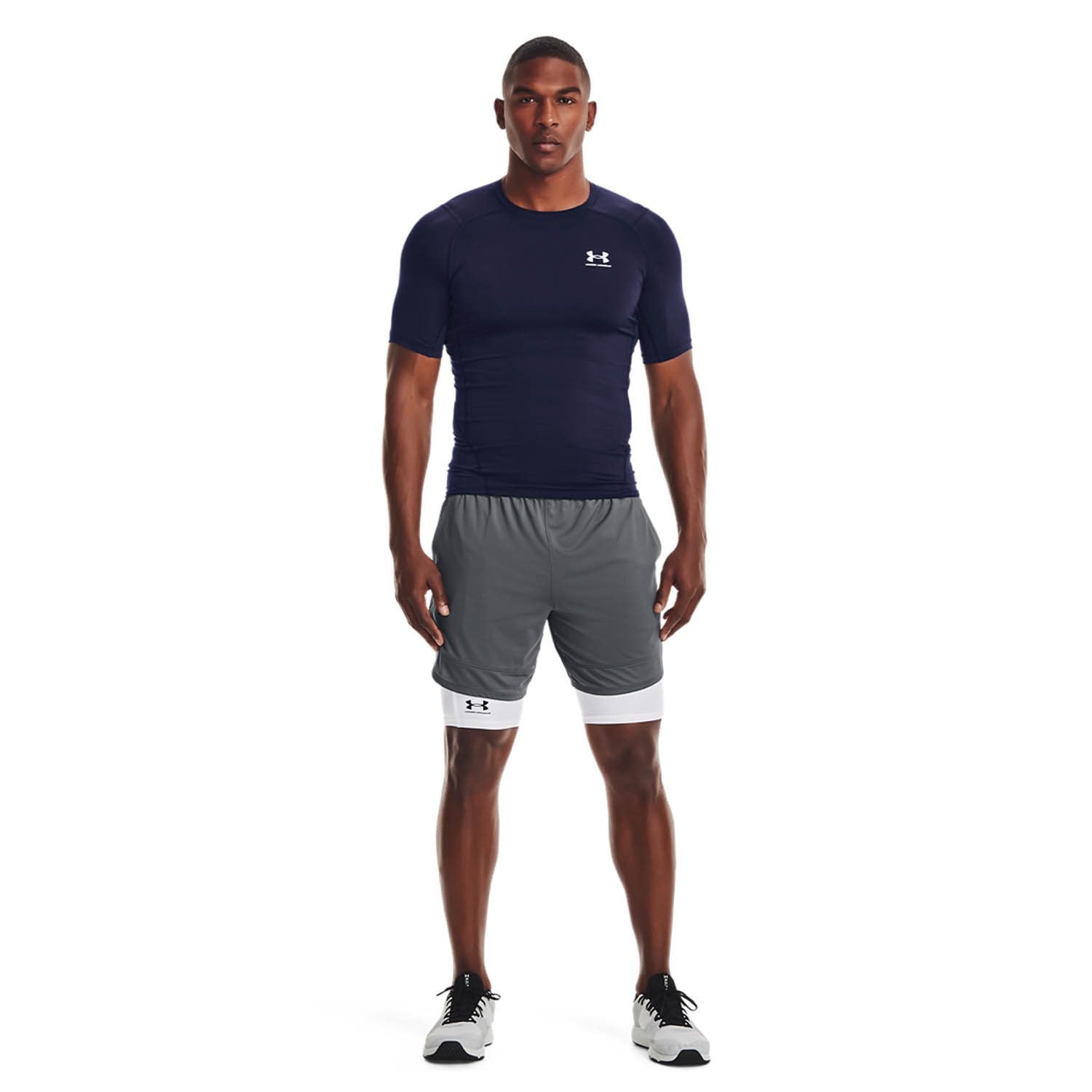 Under Armour HeatGear Compression Logo Maglietta - Midnight Navy/White