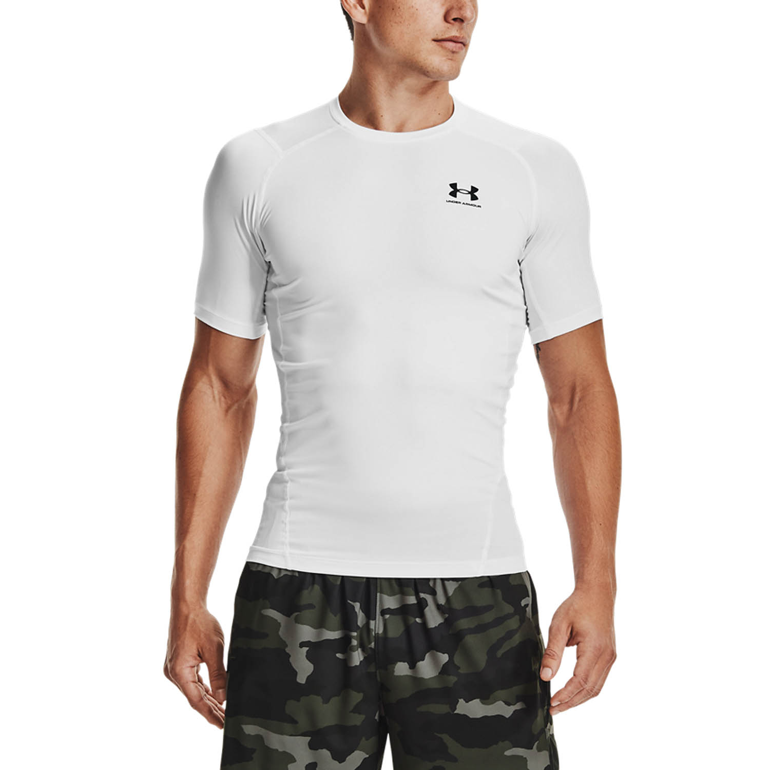 Under Armour HeatGear Compression Logo Maglietta - White/Black