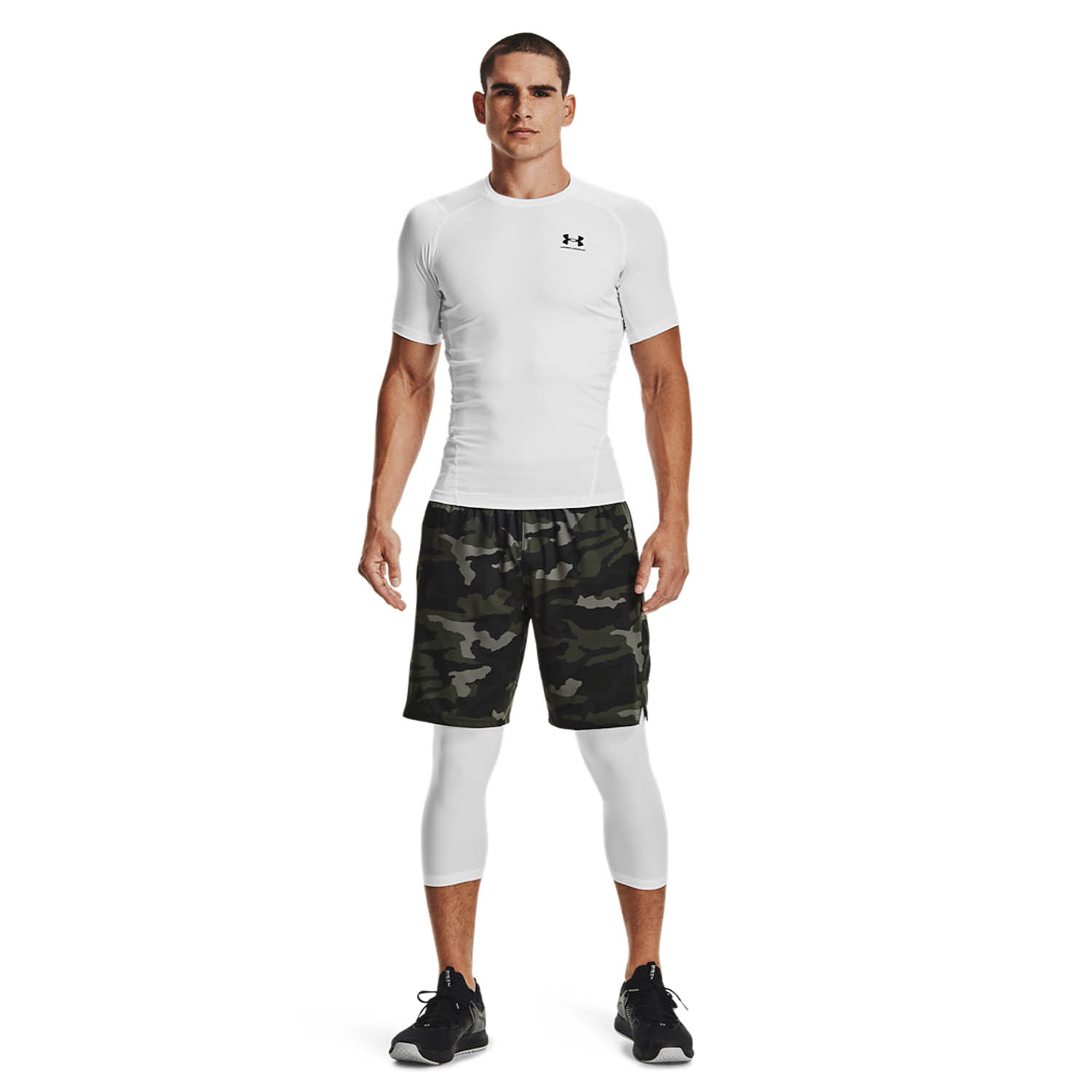 Under Armour HeatGear Compression Logo Camiseta - White/Black