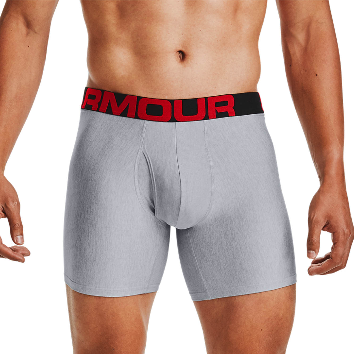 Under Armour Tech 6in x 2 Boxers - Mod Gray Light Heather/Jet Gray Light Heather