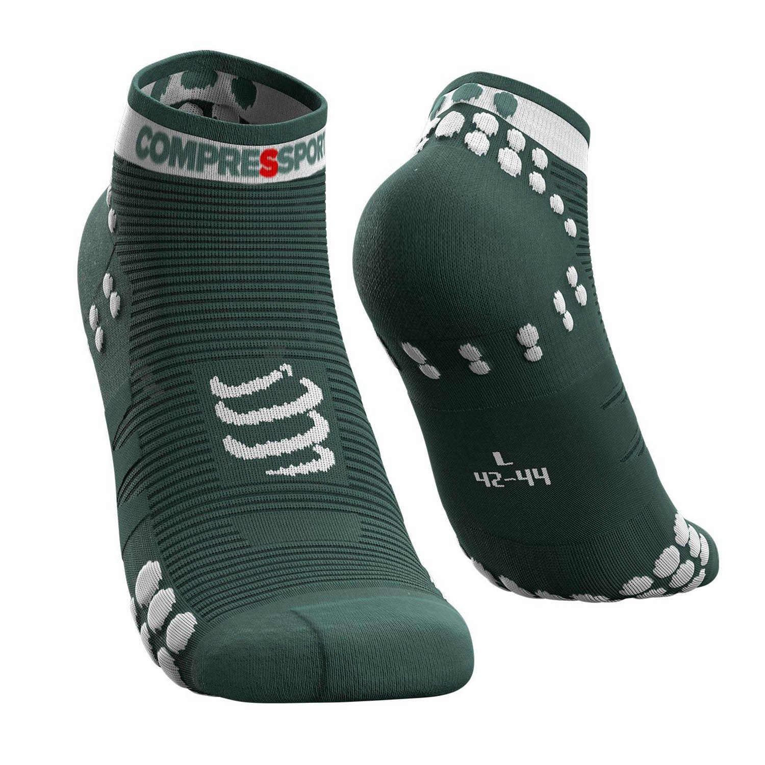 Compressport Pro Racing V3.0 Run Logo Socks - Silver Pine/White