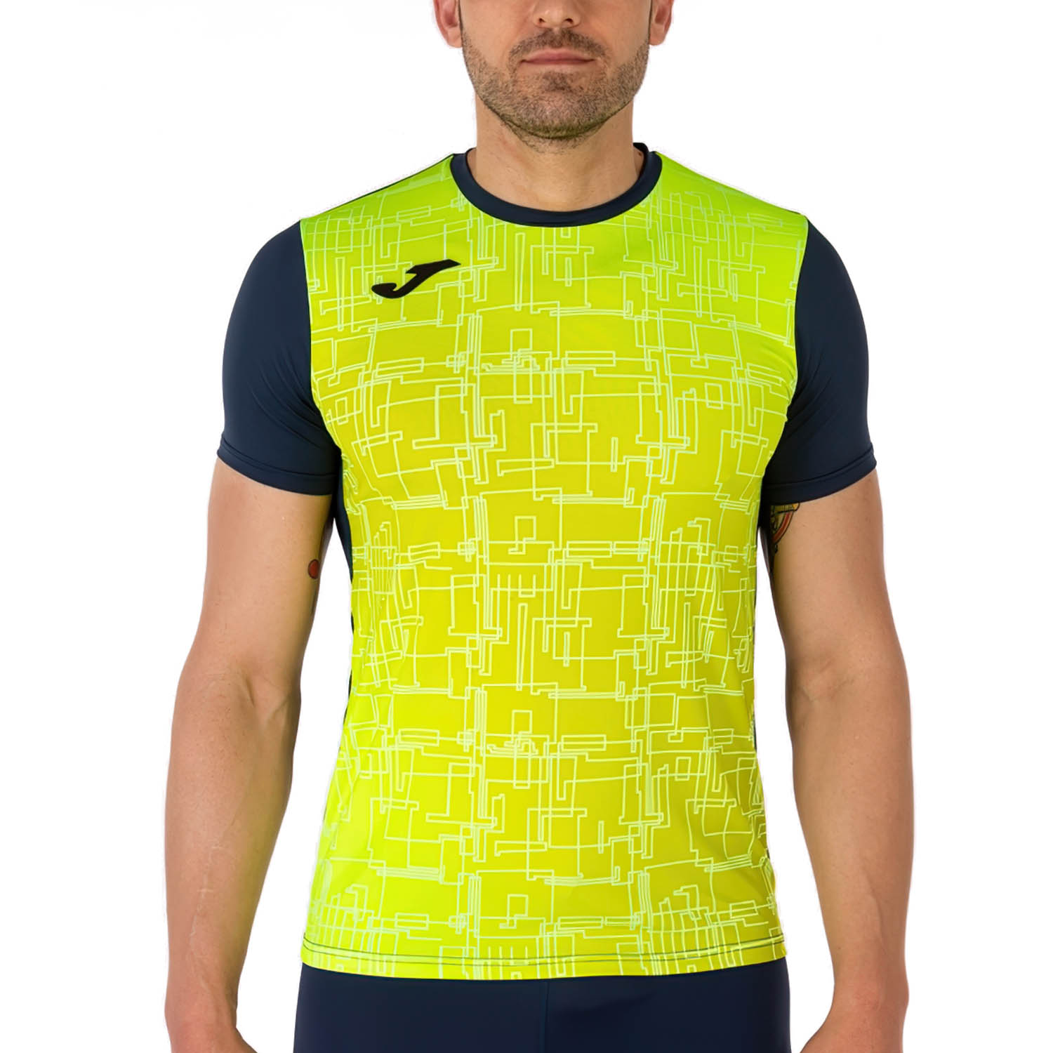 Joma Elite VIII Camiseta de Running Hombre Navy/Yellow Fluor