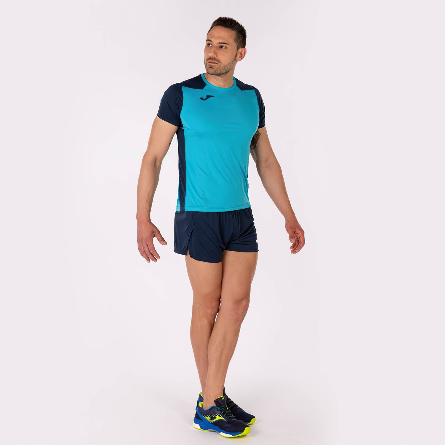 Joma Record II T-Shirt - Fluor Turquoise/Dark Navy