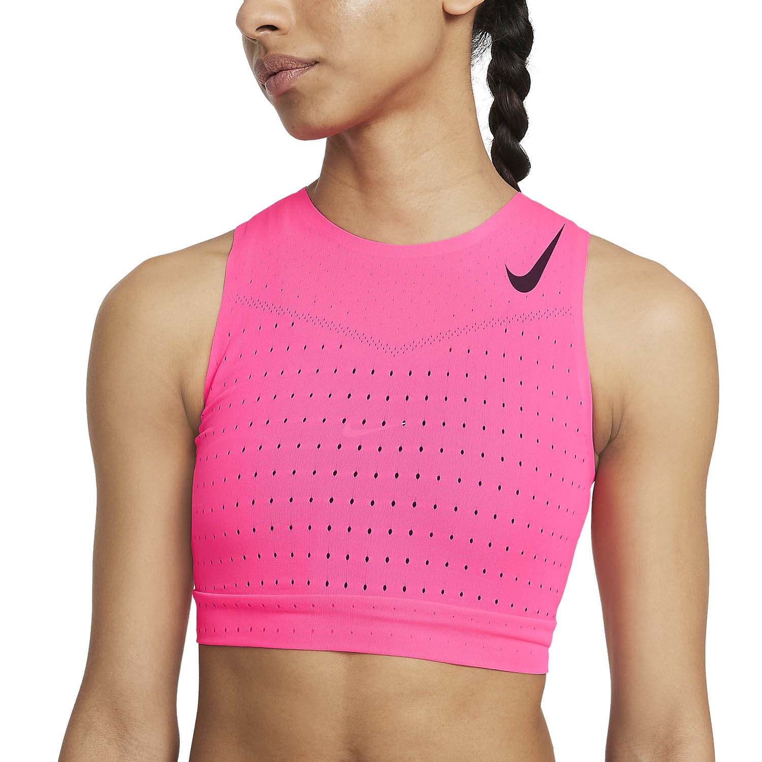 Nike Aeroswift Logo Women's Running Top - Hyper Pink/Black