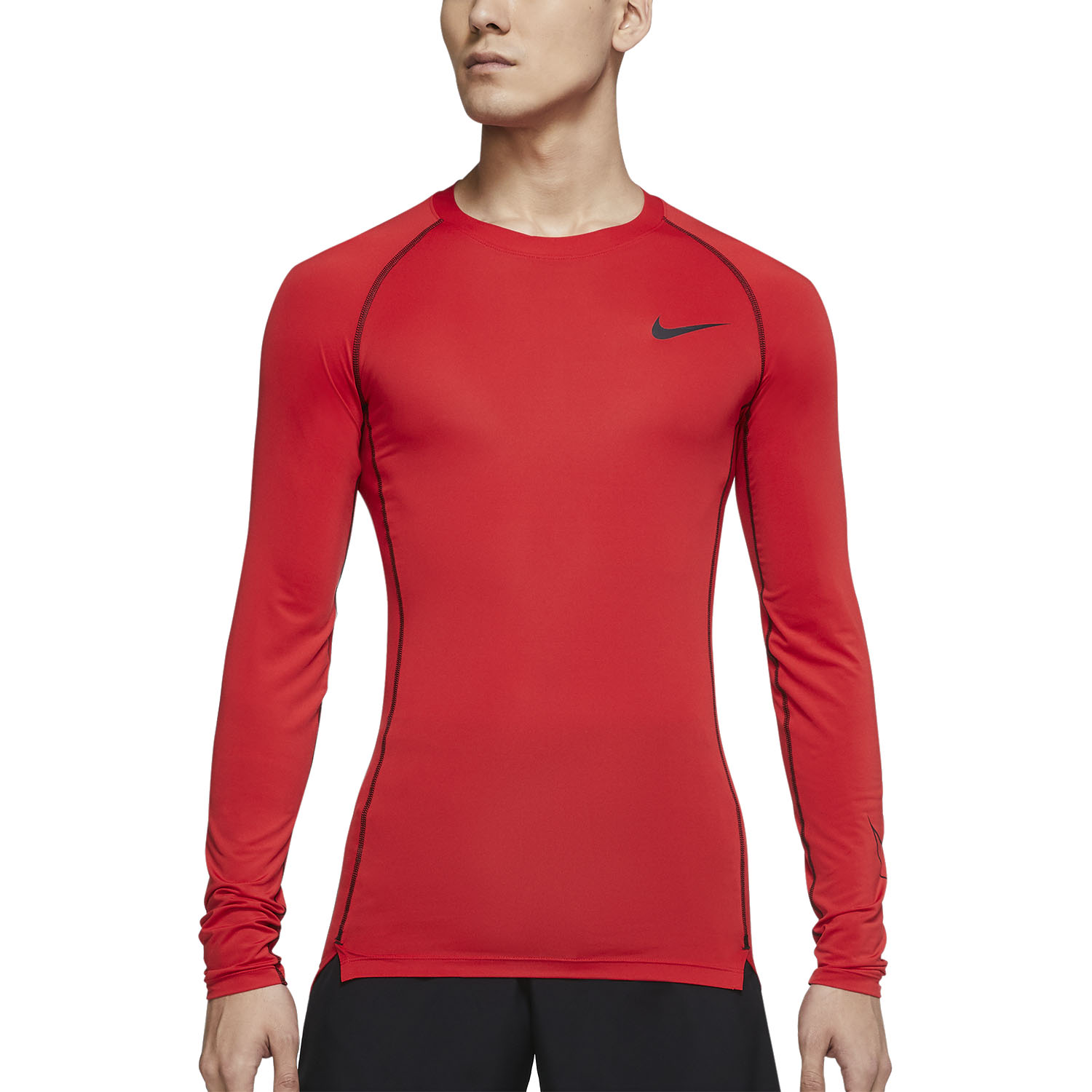 red nike shirt with black swoosh