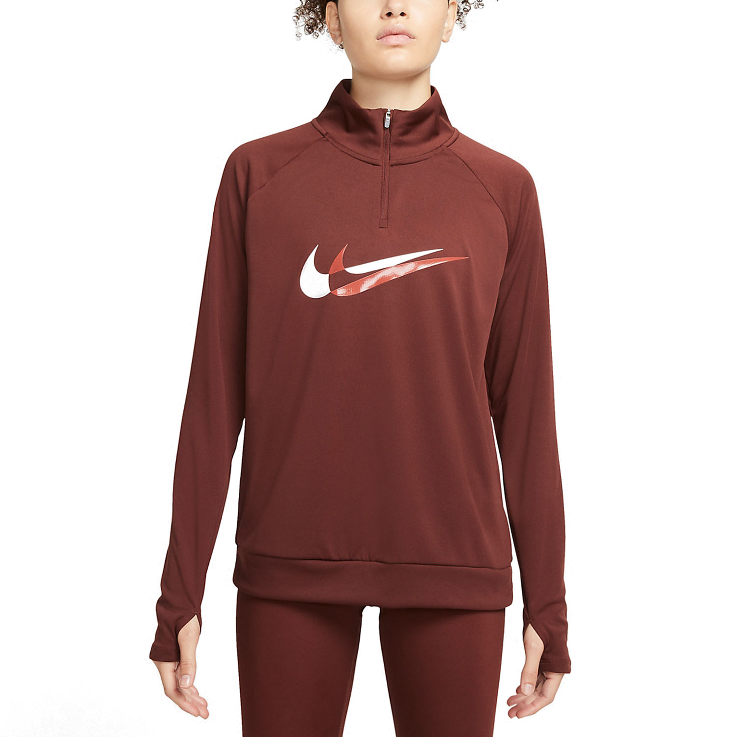 Nike Dri-FIT Swoosh Run Maglia - Bronze Eclipse/Redstone/White