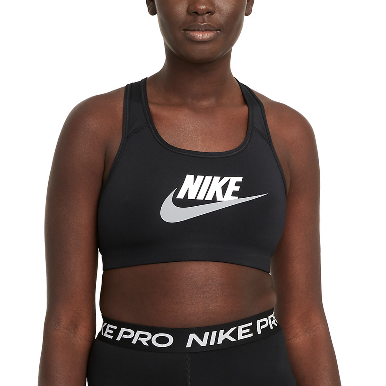 Nike Futura Sports Bra - Black/White/Particle Grey