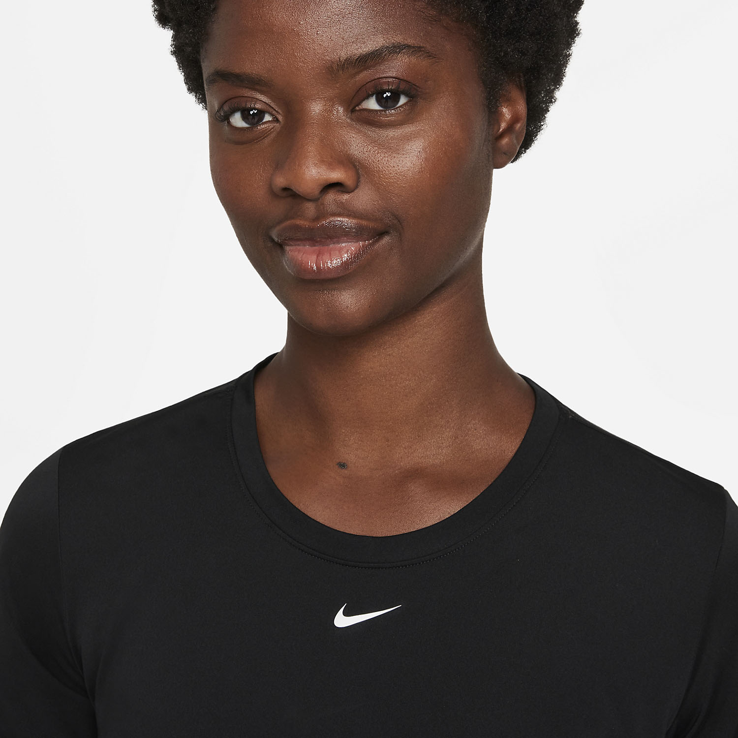 Nike One Dri FIT Logo Women s Training T Shirt Black White