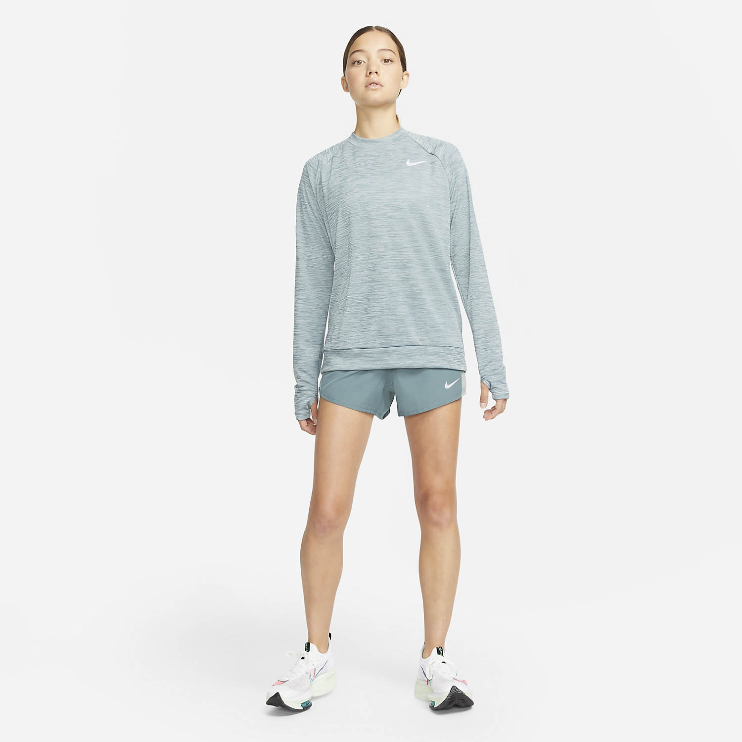 nike running pacer crew top grey