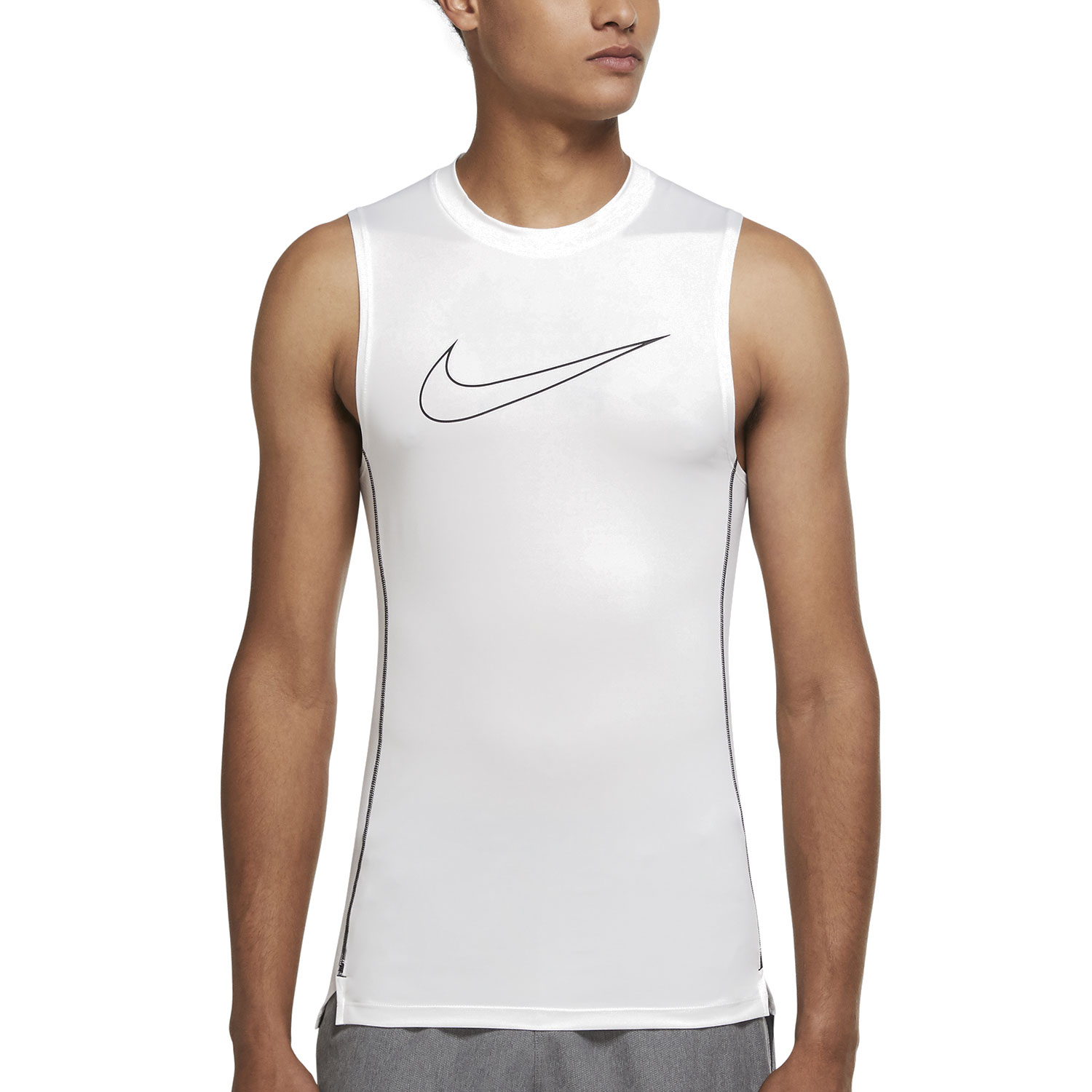 Nike Pro Logo Men's Training Tank - White/Black