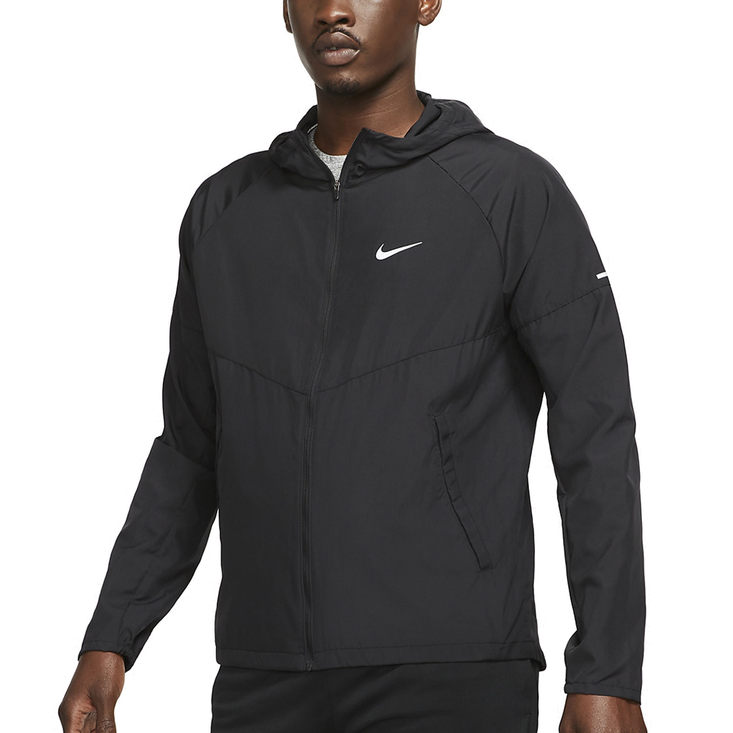 Nike - Black/Reflective Miler Repel Silver Jacket Running Men\'s