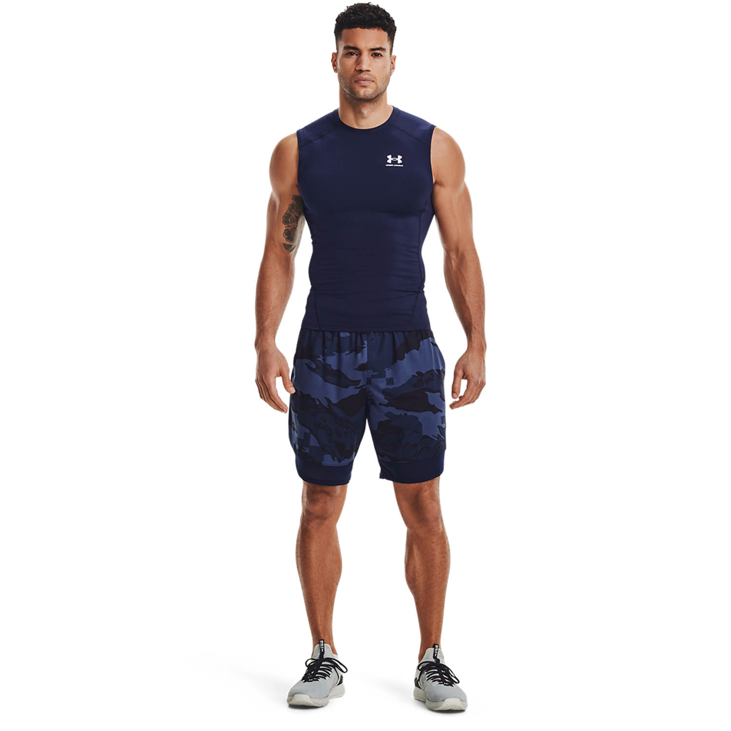 Under Armour HeatGear Compression Canotta - Midnight Navy/White