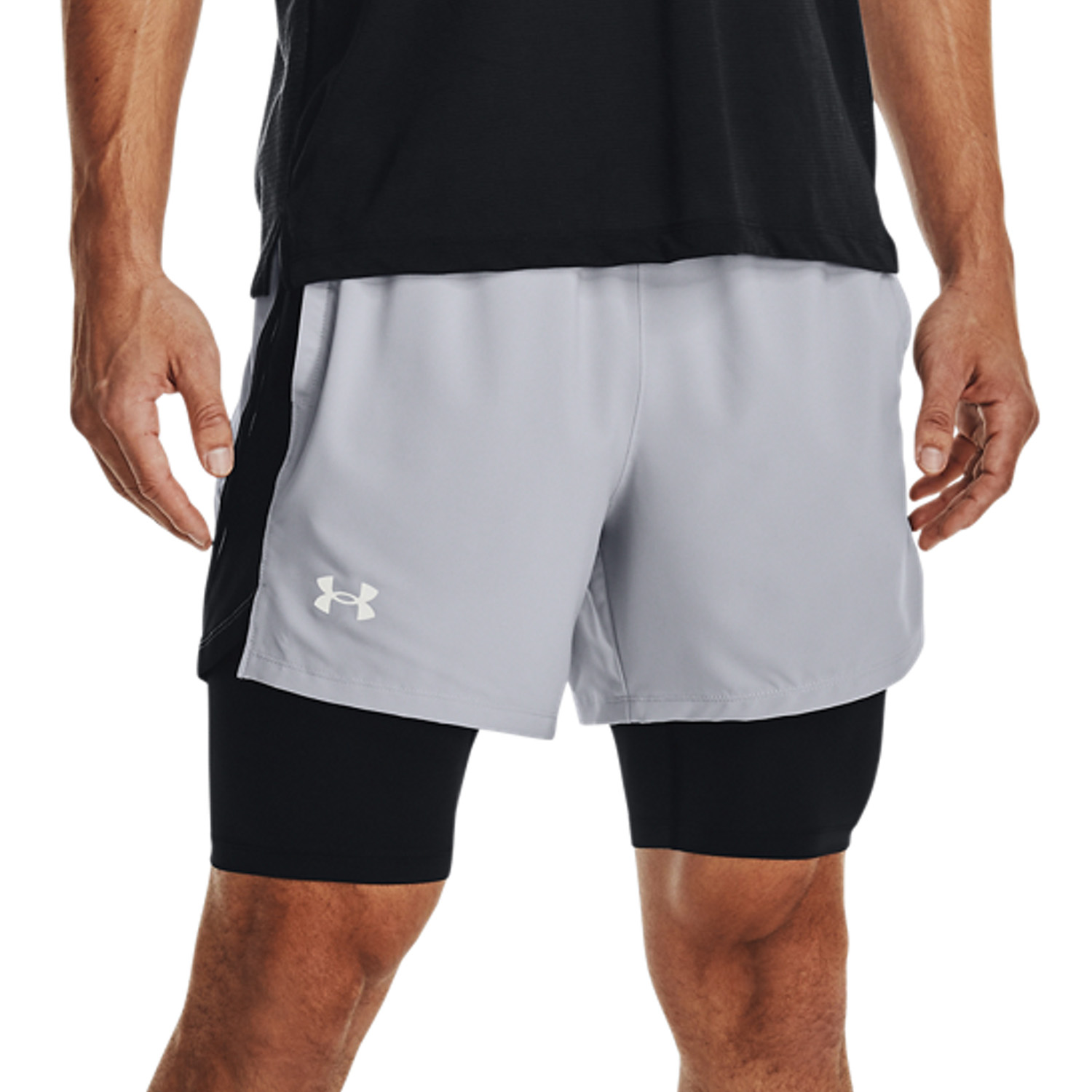Glad Airco Economisch Under Armour Launch 2 in 1 5in Mens Running Shorts - Mod Gray