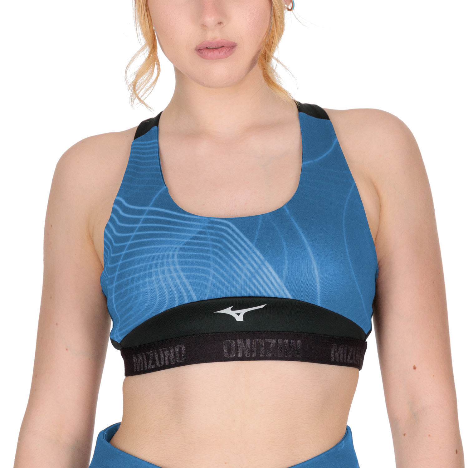 Mizuno Alpha Graphic Sports Bra - Copen Blue