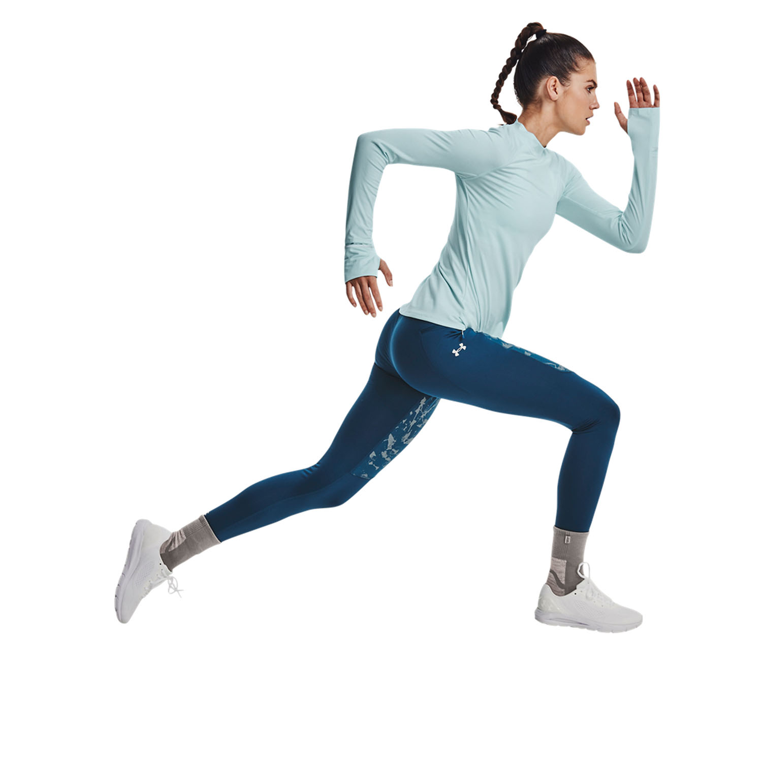 Under Armour Outrun The Cold Tights - Petrol Blue/Afterglow/Reflective