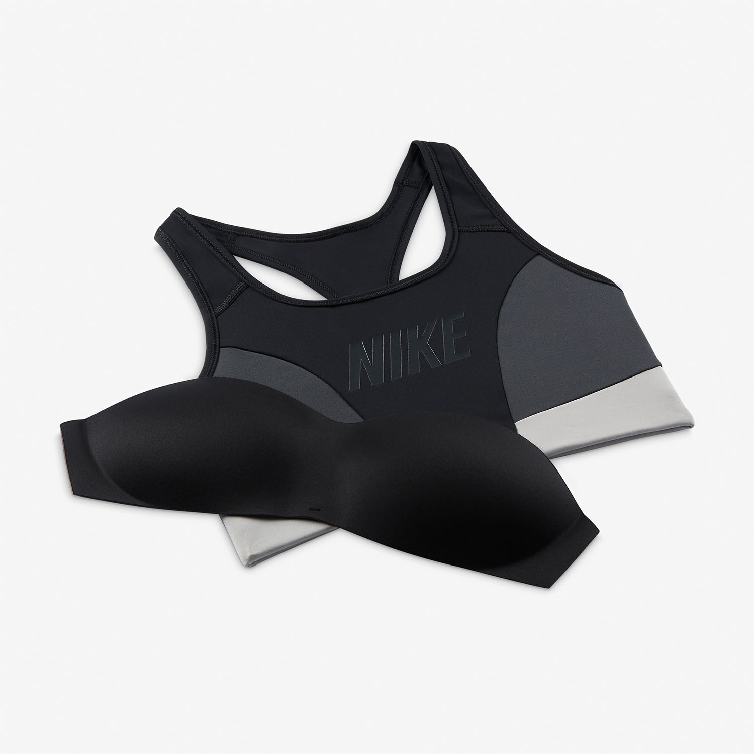 Nike Dri-FIT Logo Sports Bra - Black/Dark Smoke Grey/lt Iron Ore