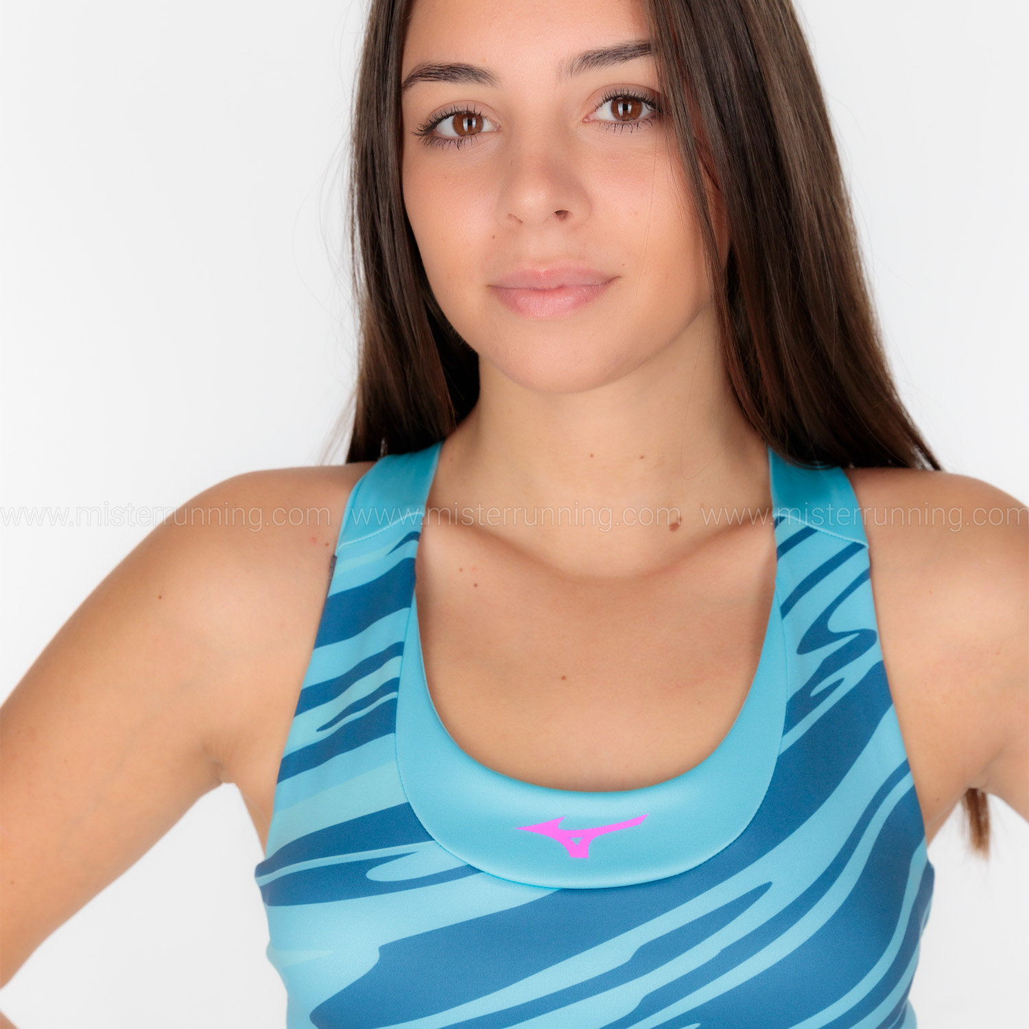 Mizuno Alpha Graphic Reggiseno Sportivo - Maui Blue