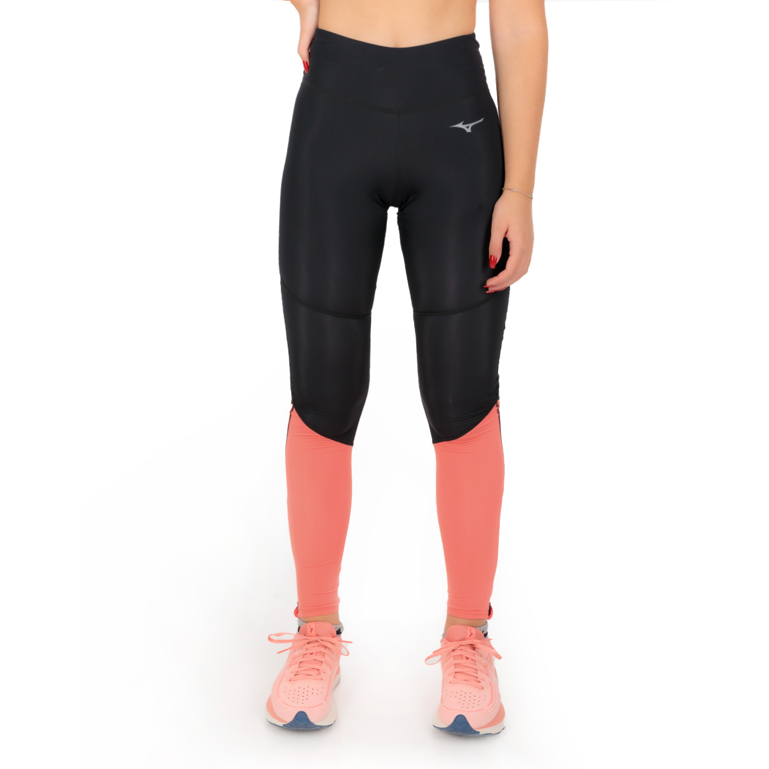 Mizuno Impulse Core Logo Tights - Black/Sinkissed Coral