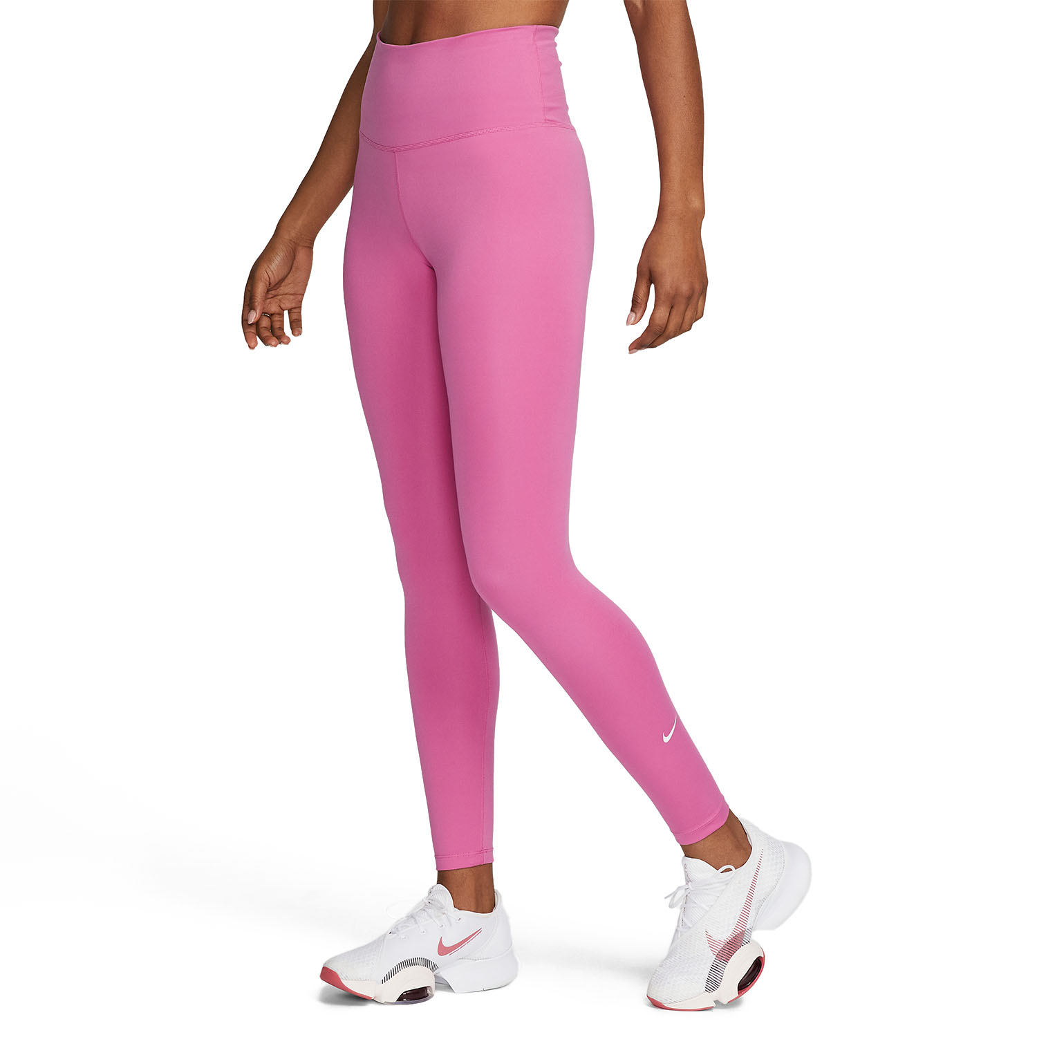 Nike One Women Canyon Rust/Pink Faux-Leather Mid R 7/8 Leggings