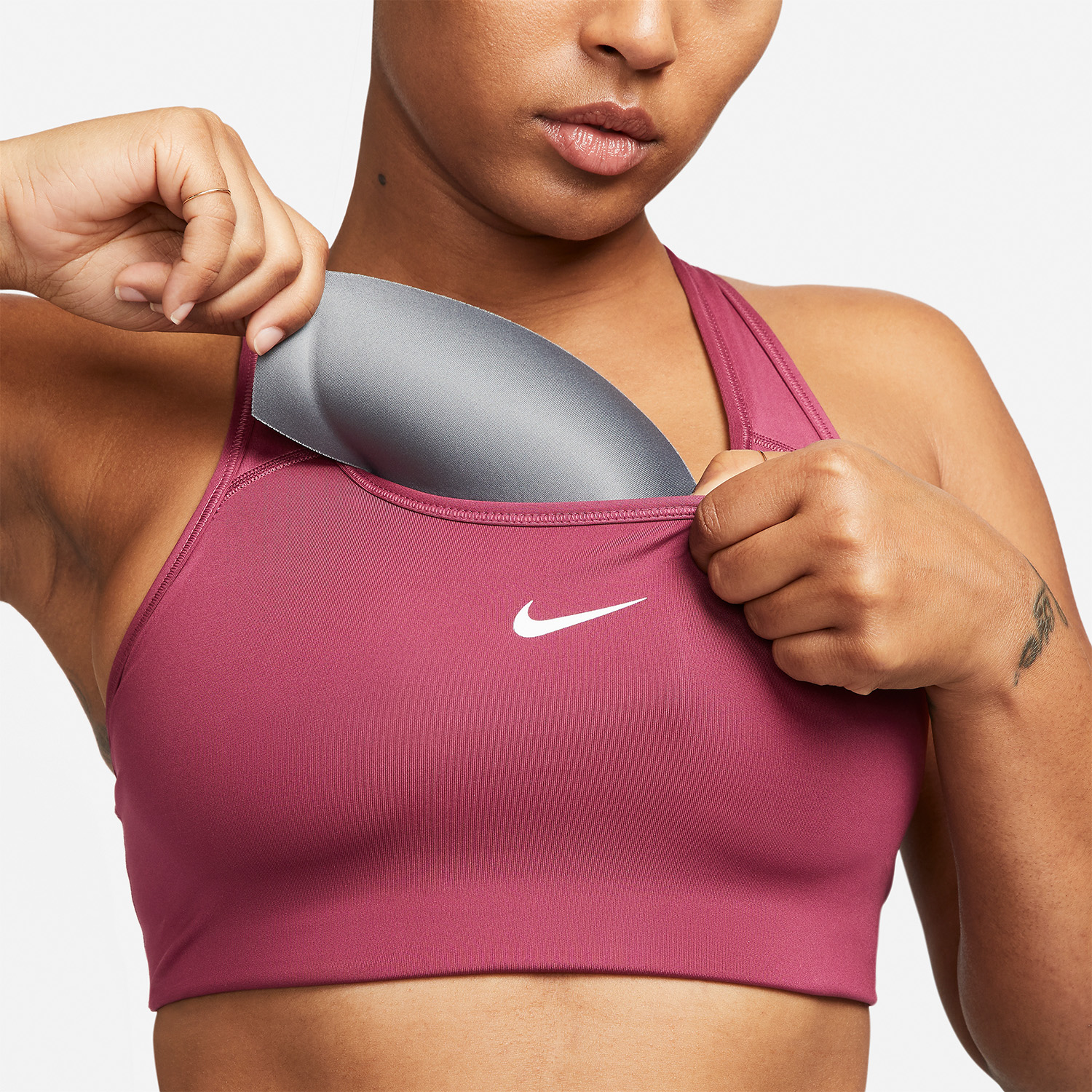 Nike Swoosh Sports Bra - Rosewood/White