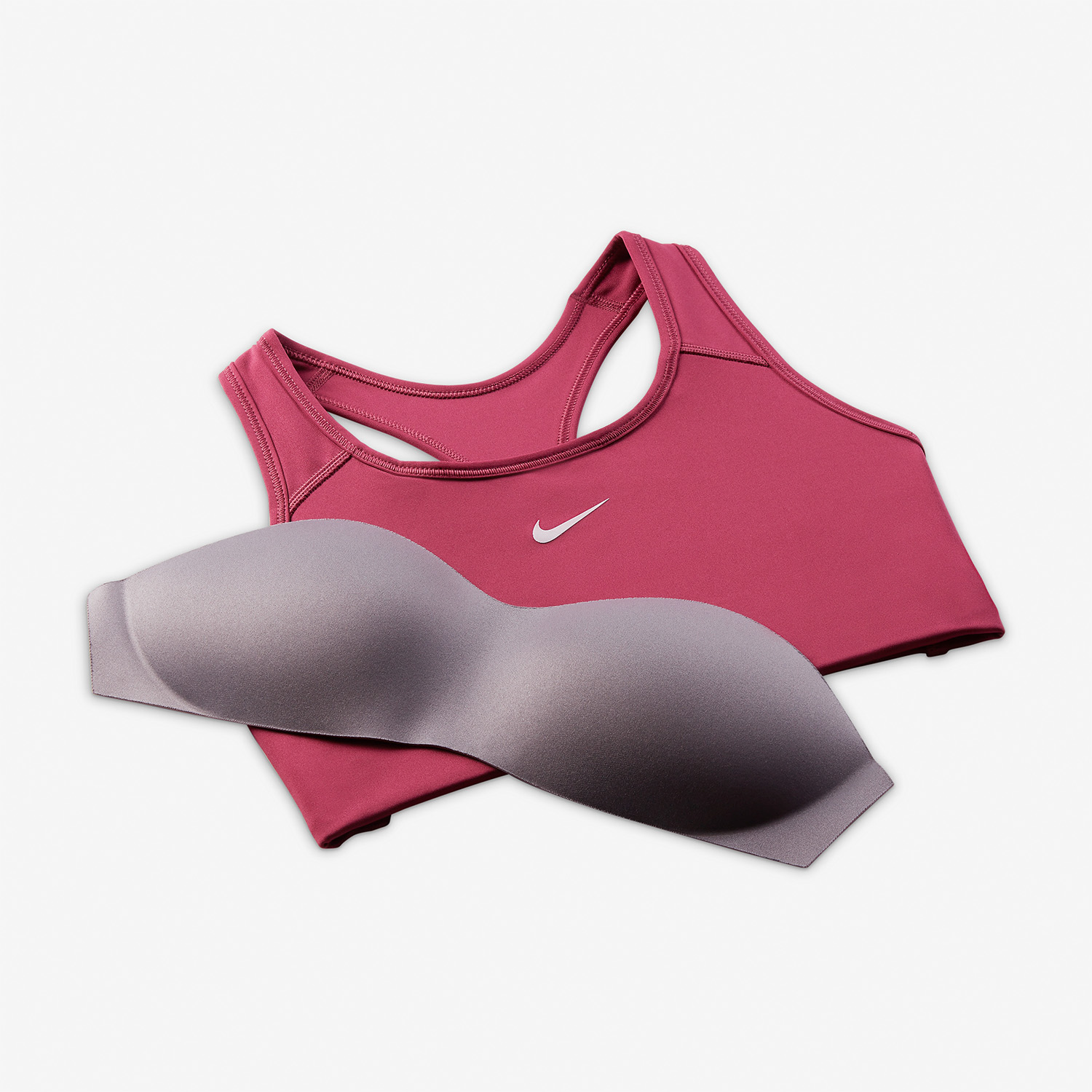 Nike Swoosh Reggiseno Sportivo - Rosewood/White