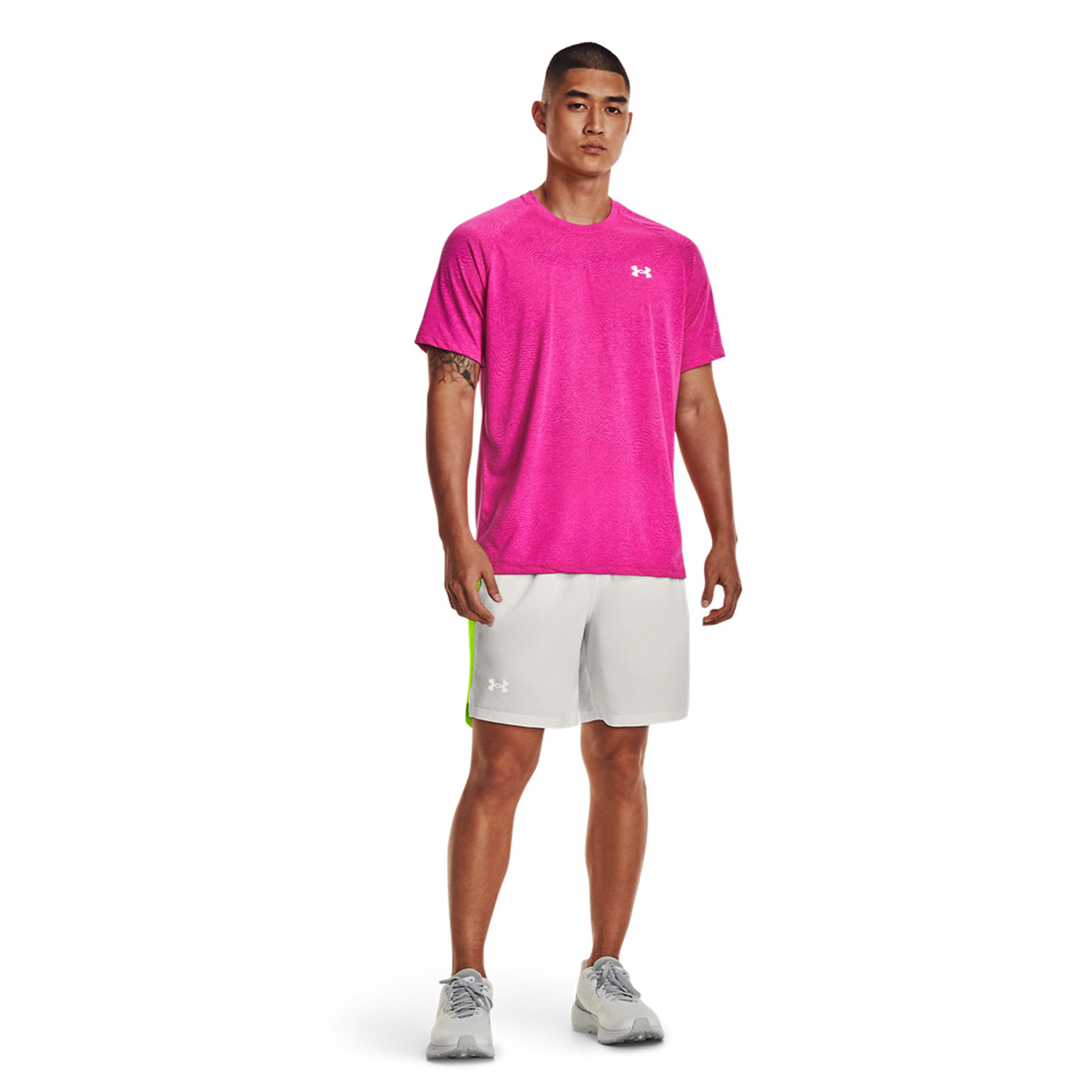 Under Armour Launch 7in Shorts - Gray Mist/Lime Surge