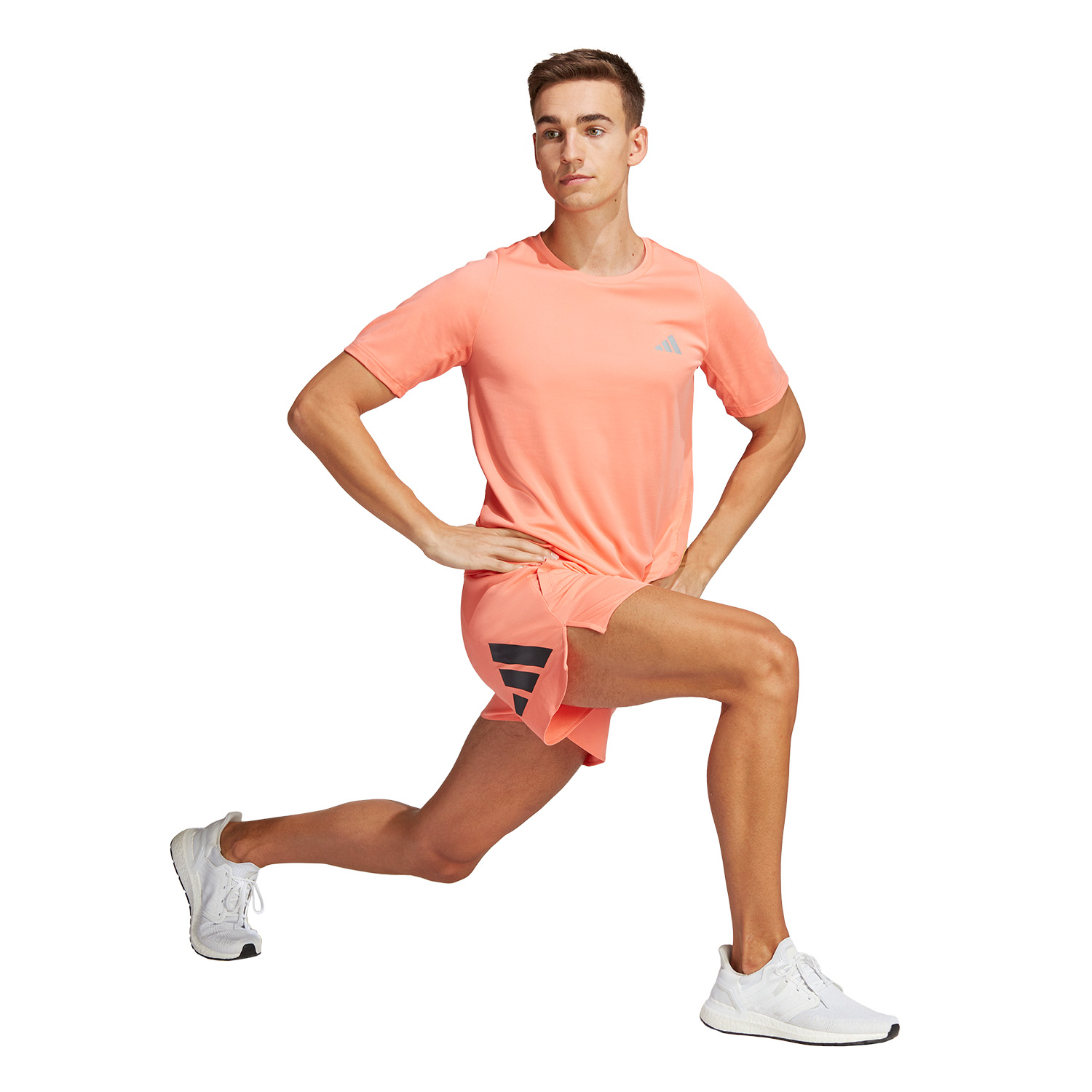 adidas Run Icons 3 Bar 5in Shorts - Coral Fusion