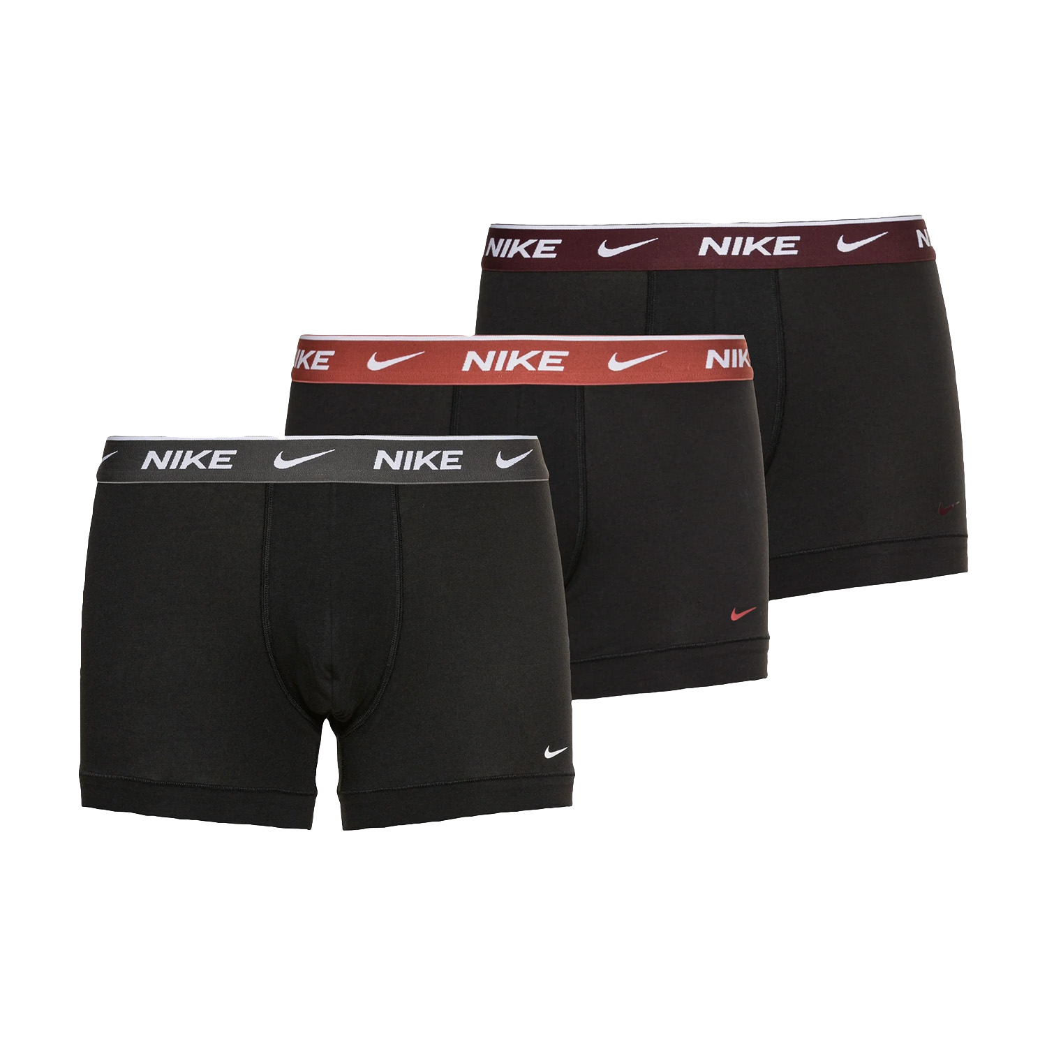 Nike Everyday Stretch x 3 Boxer - Black/Rust/Charcoal Heather/Burgundy