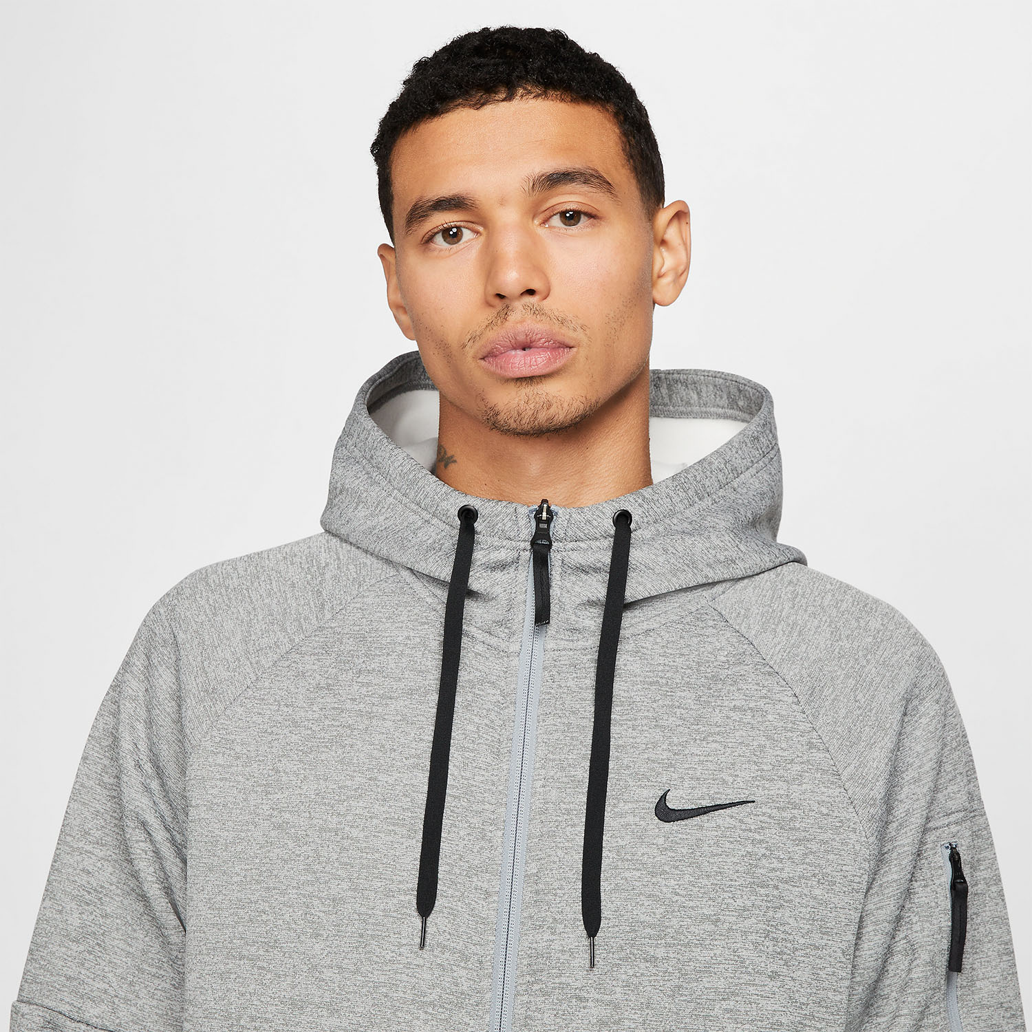 Nike Logo Therma-FIT Hoodie - Dark Grey Heather/Particle Grey/Black