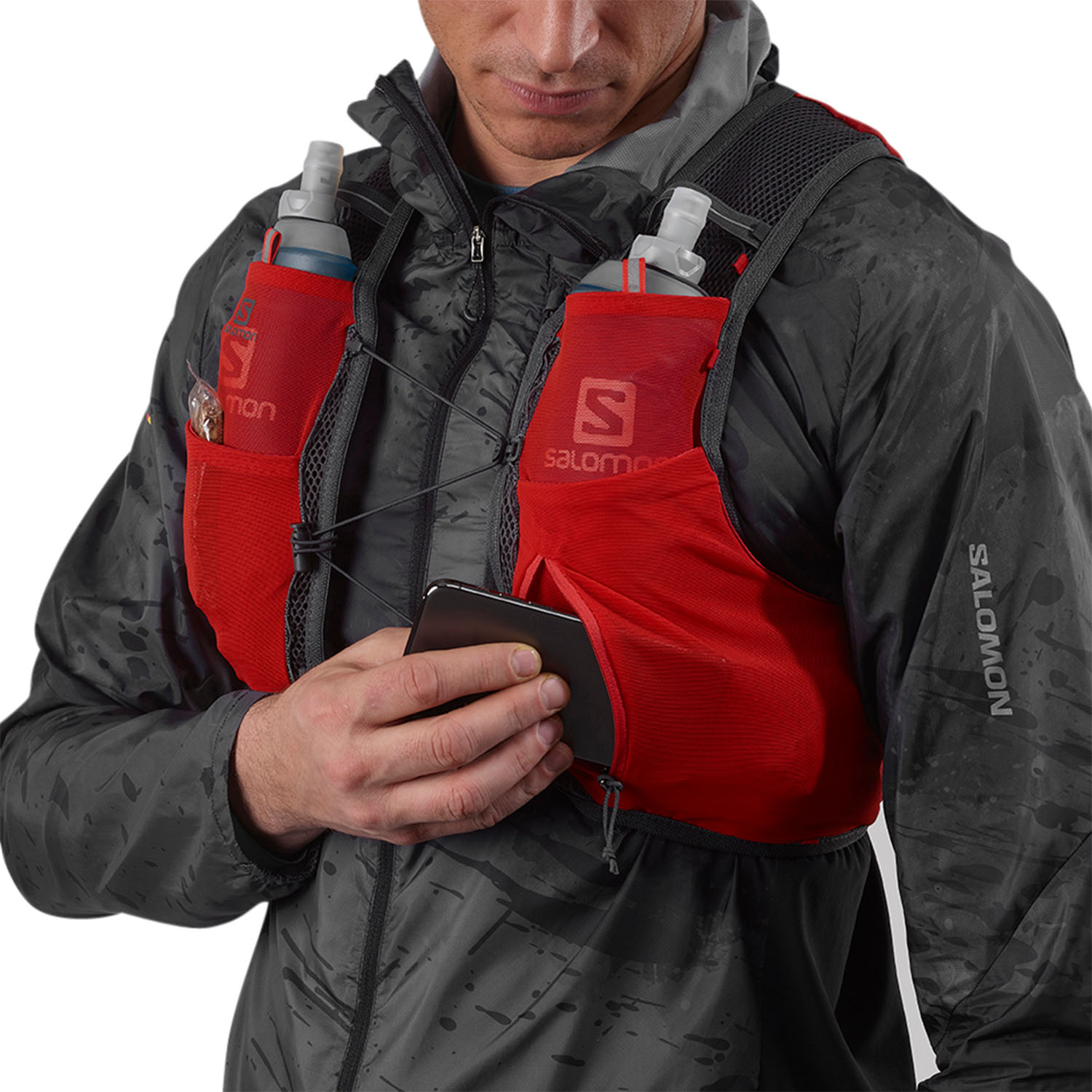  Salomon Active Skin 4 Set Running Hydration Vest, Ebony/Black,  Small : Sports & Outdoors
