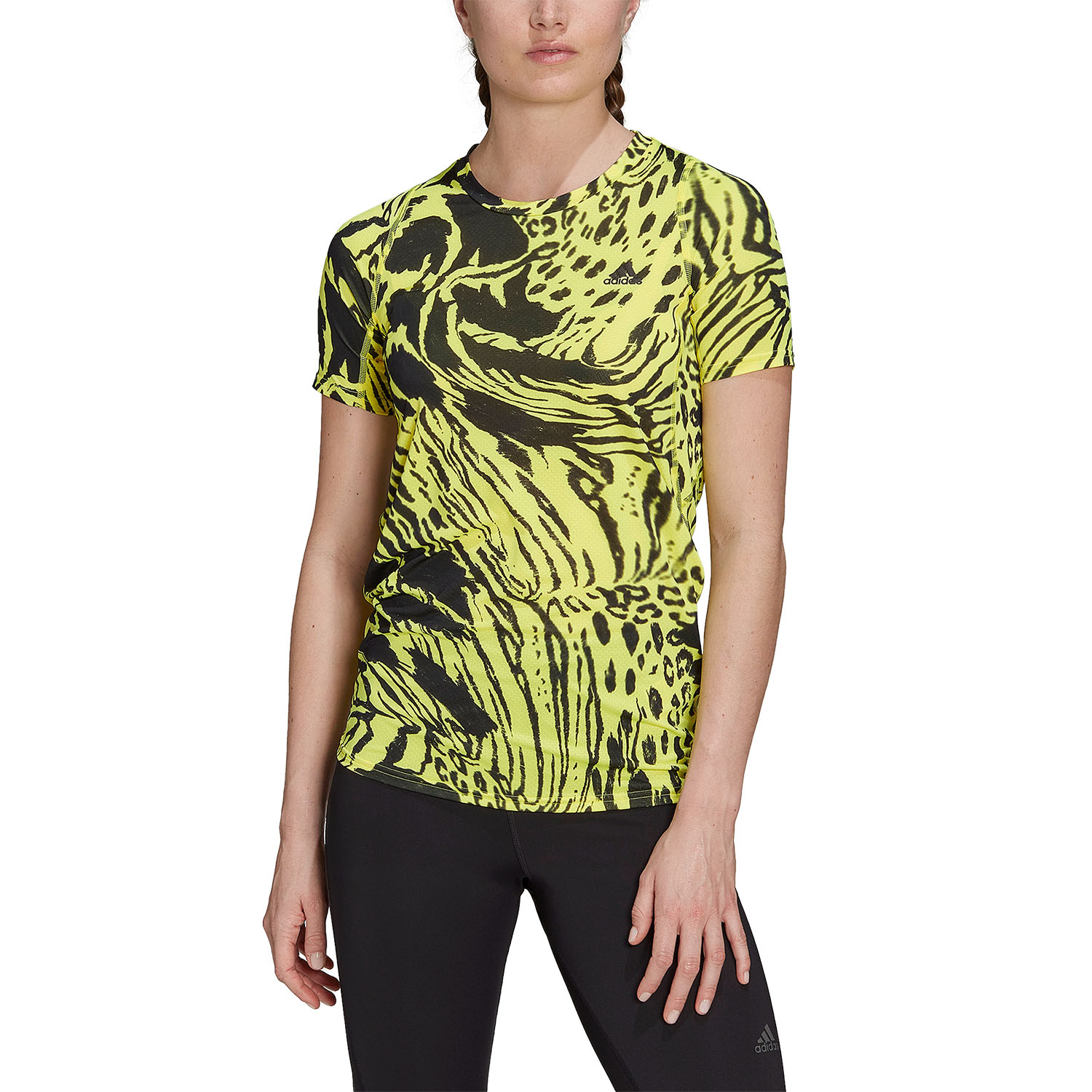 adidas Fast Printed T-Shirt - Beam Yellow/Black