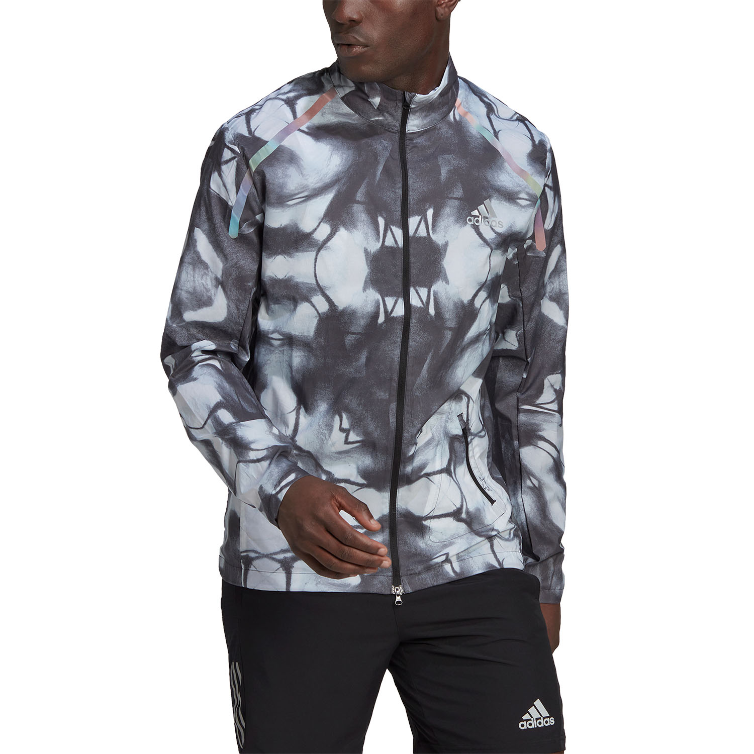 adidas Marathon Graphic Jacket - White/Carbon Print