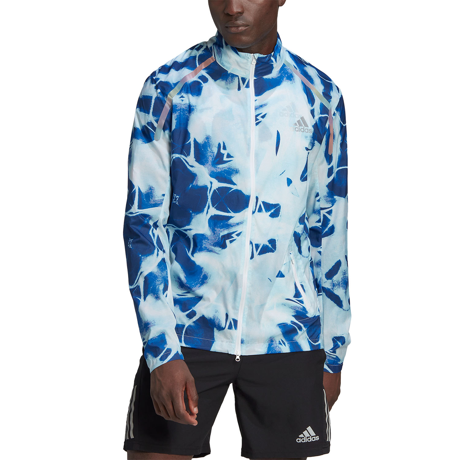 adidas Marathon Graphic Jacket - White/Royal Blue Print