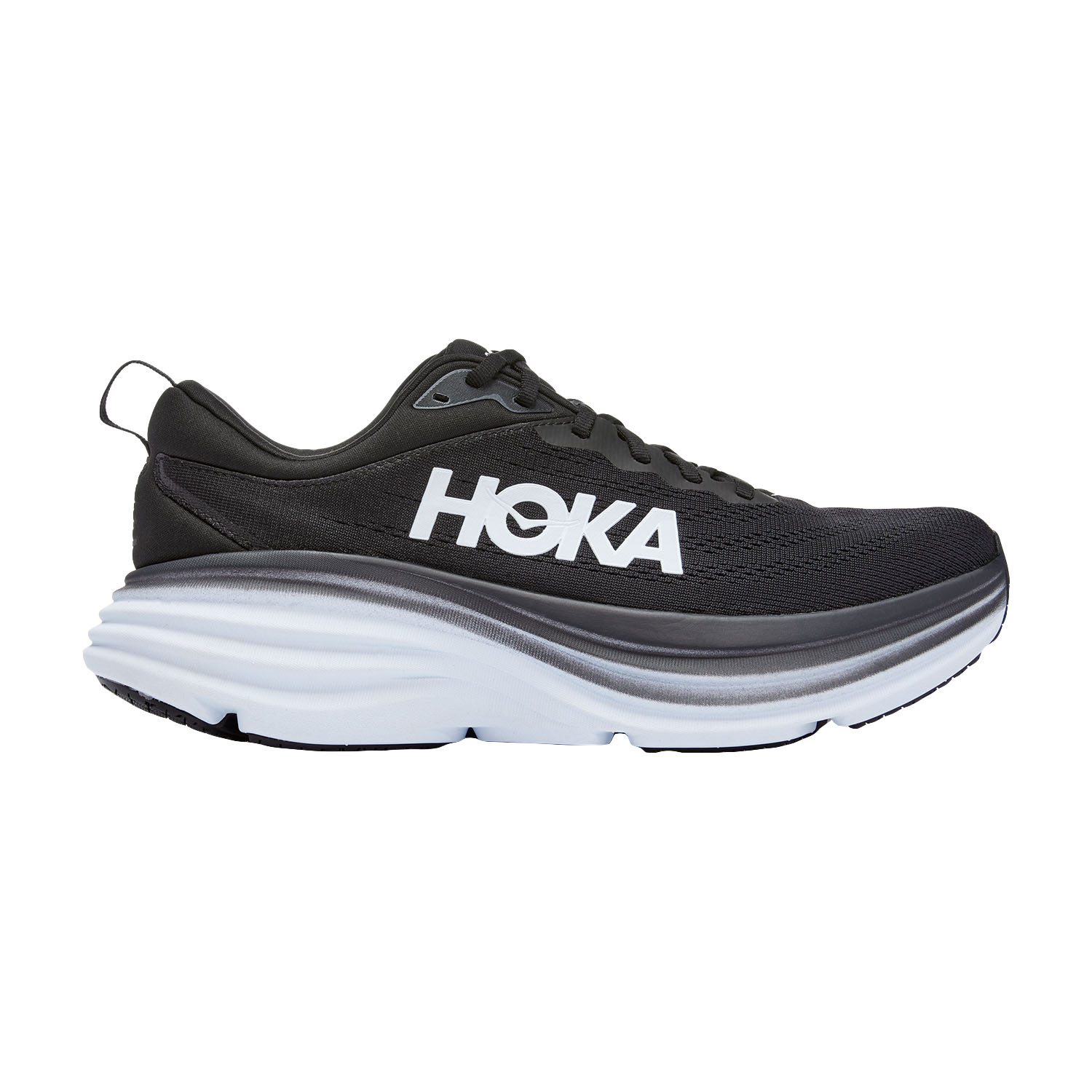 Hoka One One Bondi 8 Wide Men's Running Shoes - Black/White