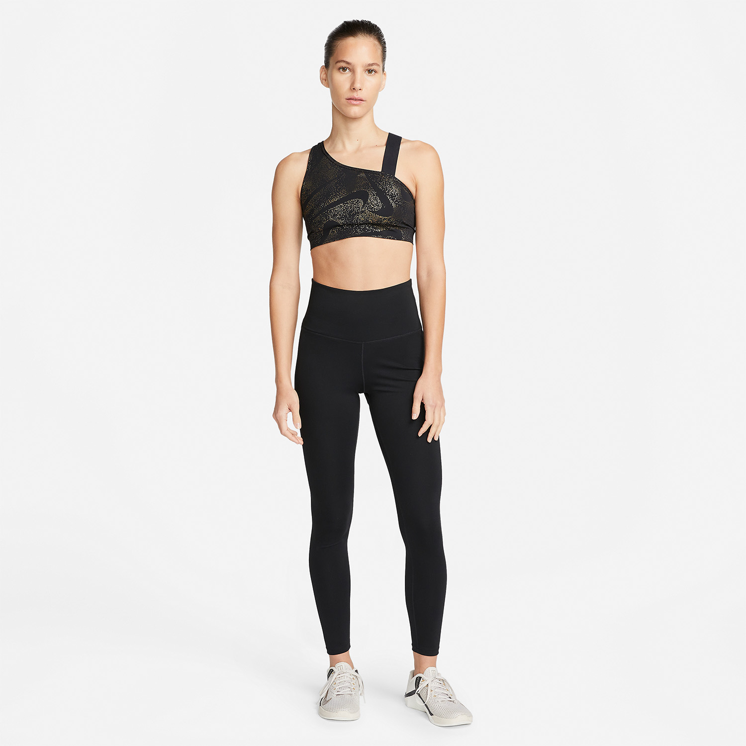 Nike Dri-FIT Asymmetrical Sports Bra - Black/Dark Smoke Grey