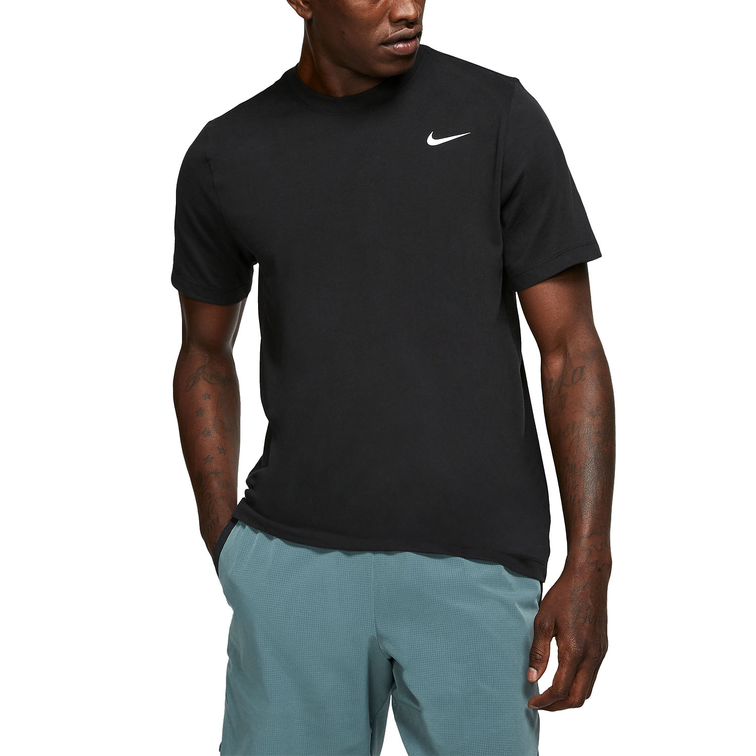 teller Soms soms Bijproduct Nike Dri-FIT Swoosh Logo Men's Training T-Shirt - Black/White