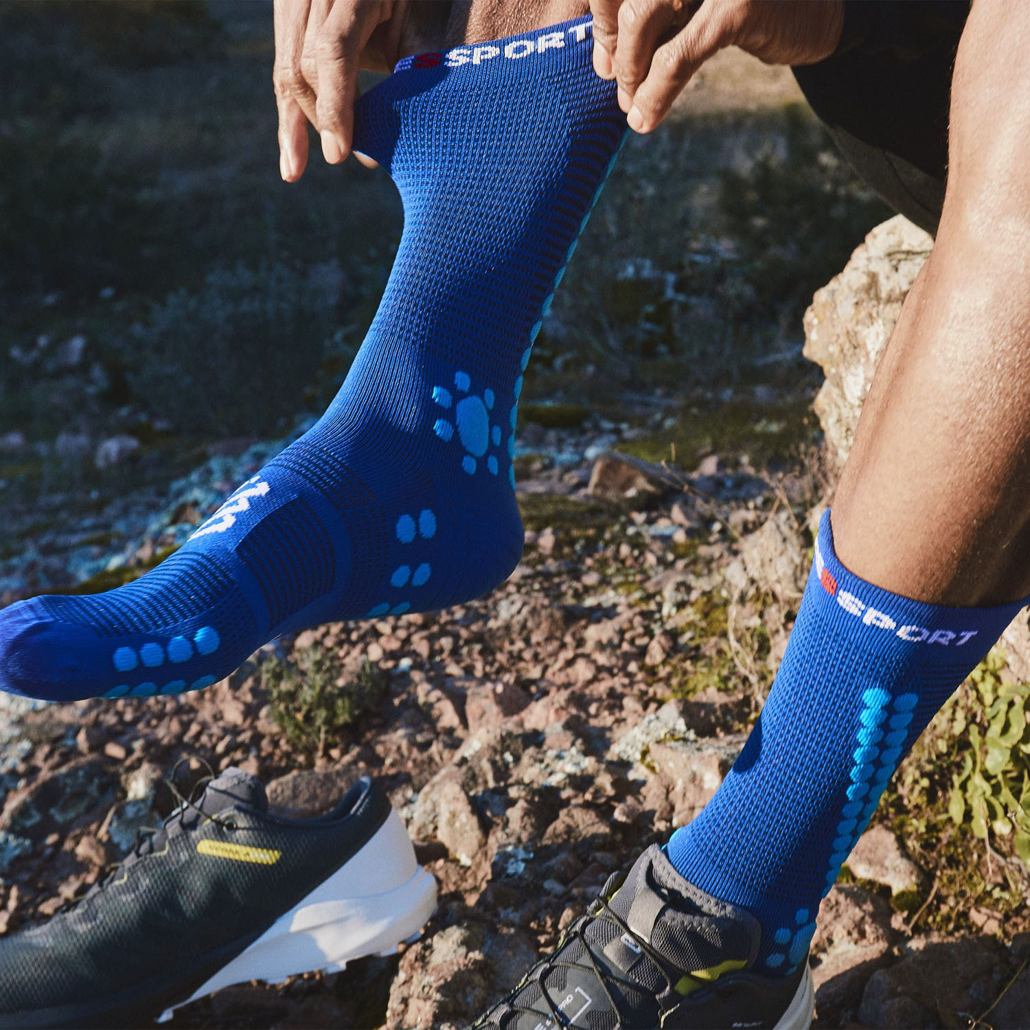 Compressport Pro Racing V4.0 Trail Socks - Sodalite/Fluo Blue