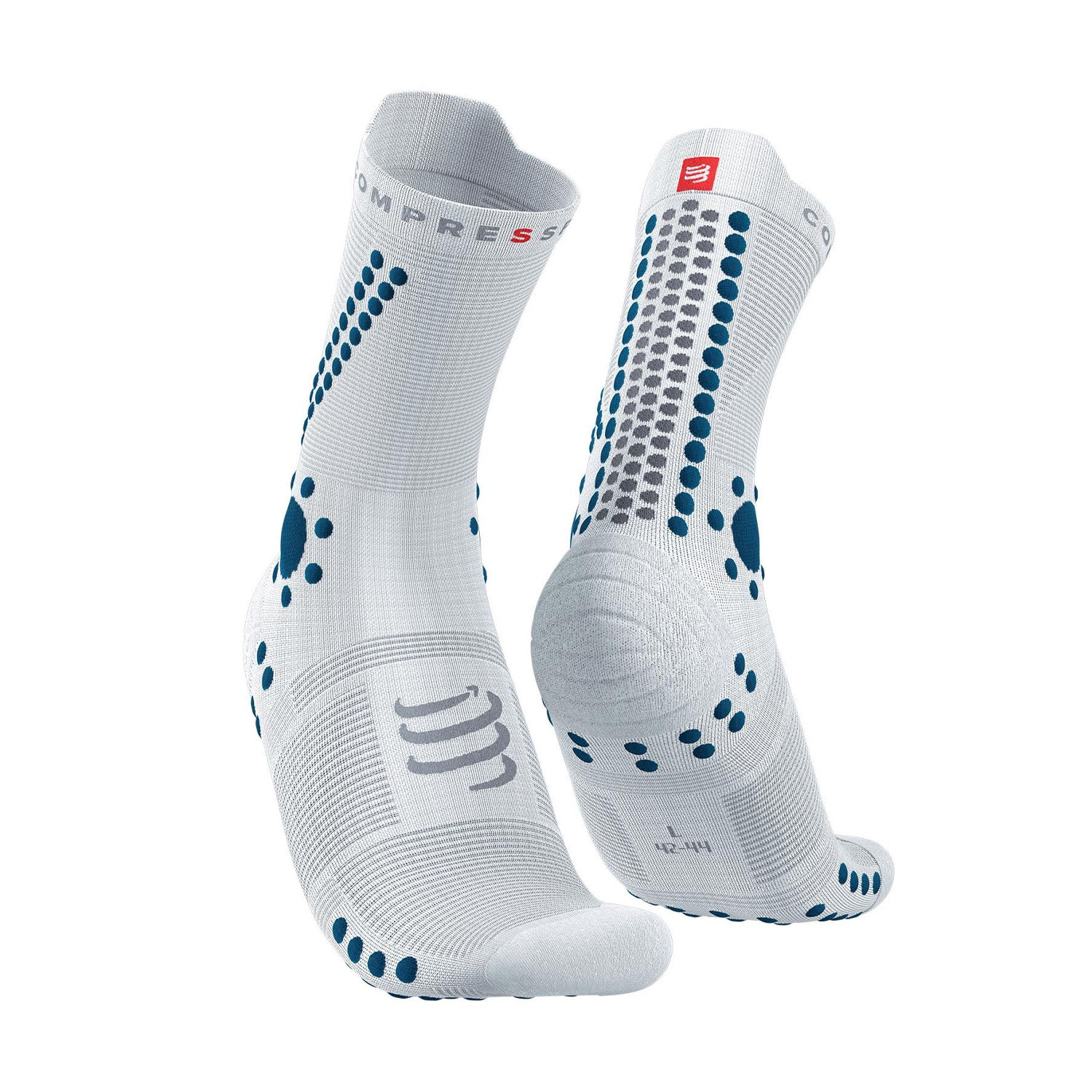 Compressport Pro Racing V4.0 Trail Socks - White/Fjord Blue