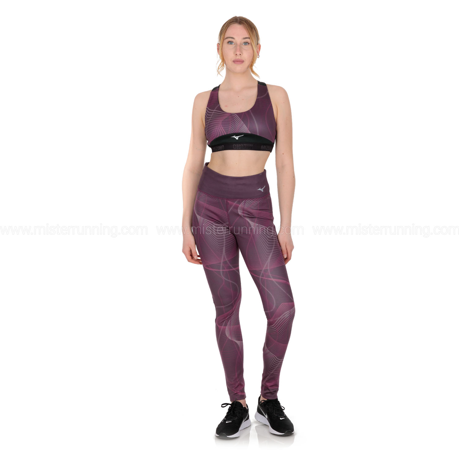 Mizuno Printed Tights - Grape Wine